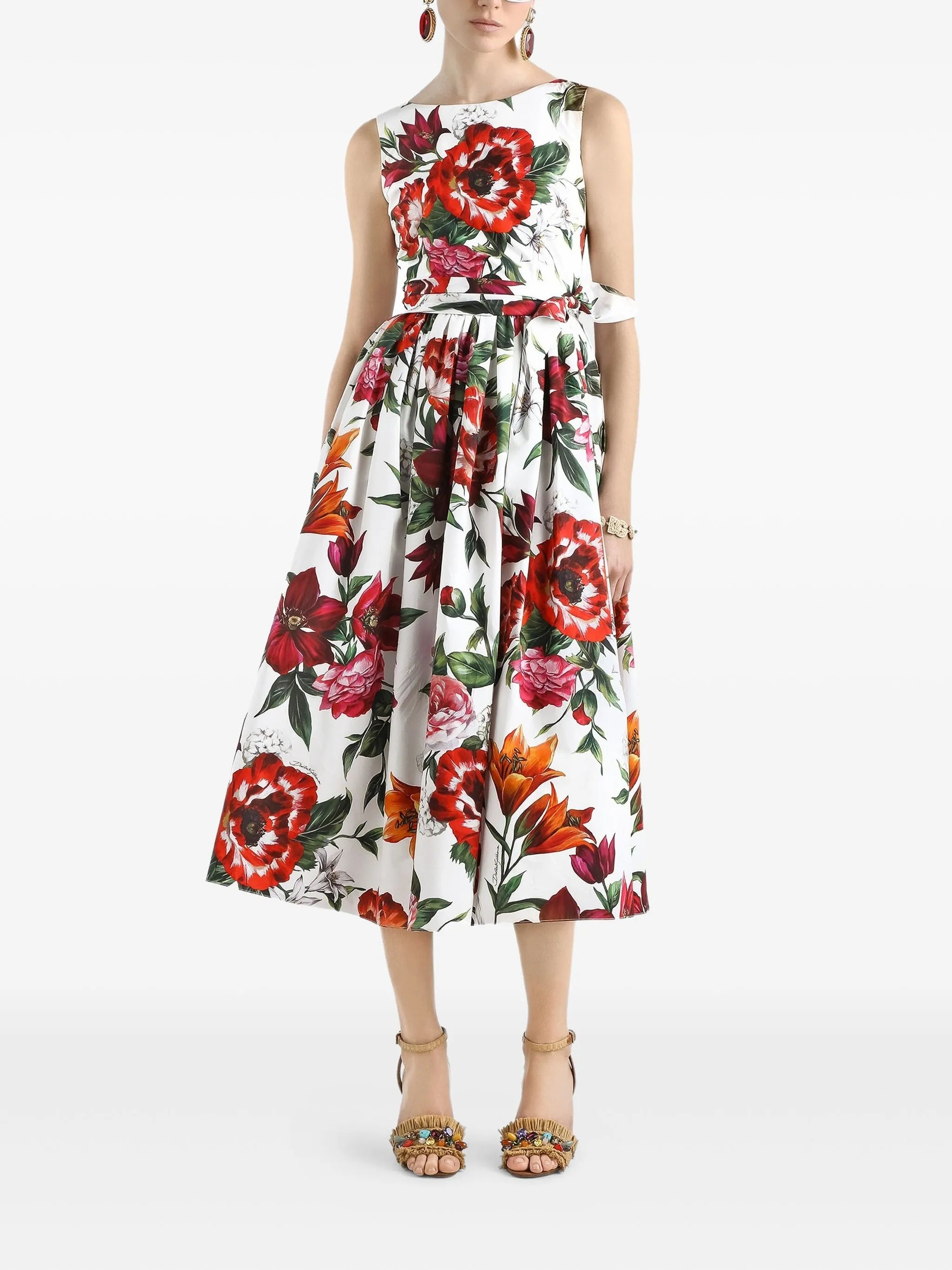 midi floral-print dress