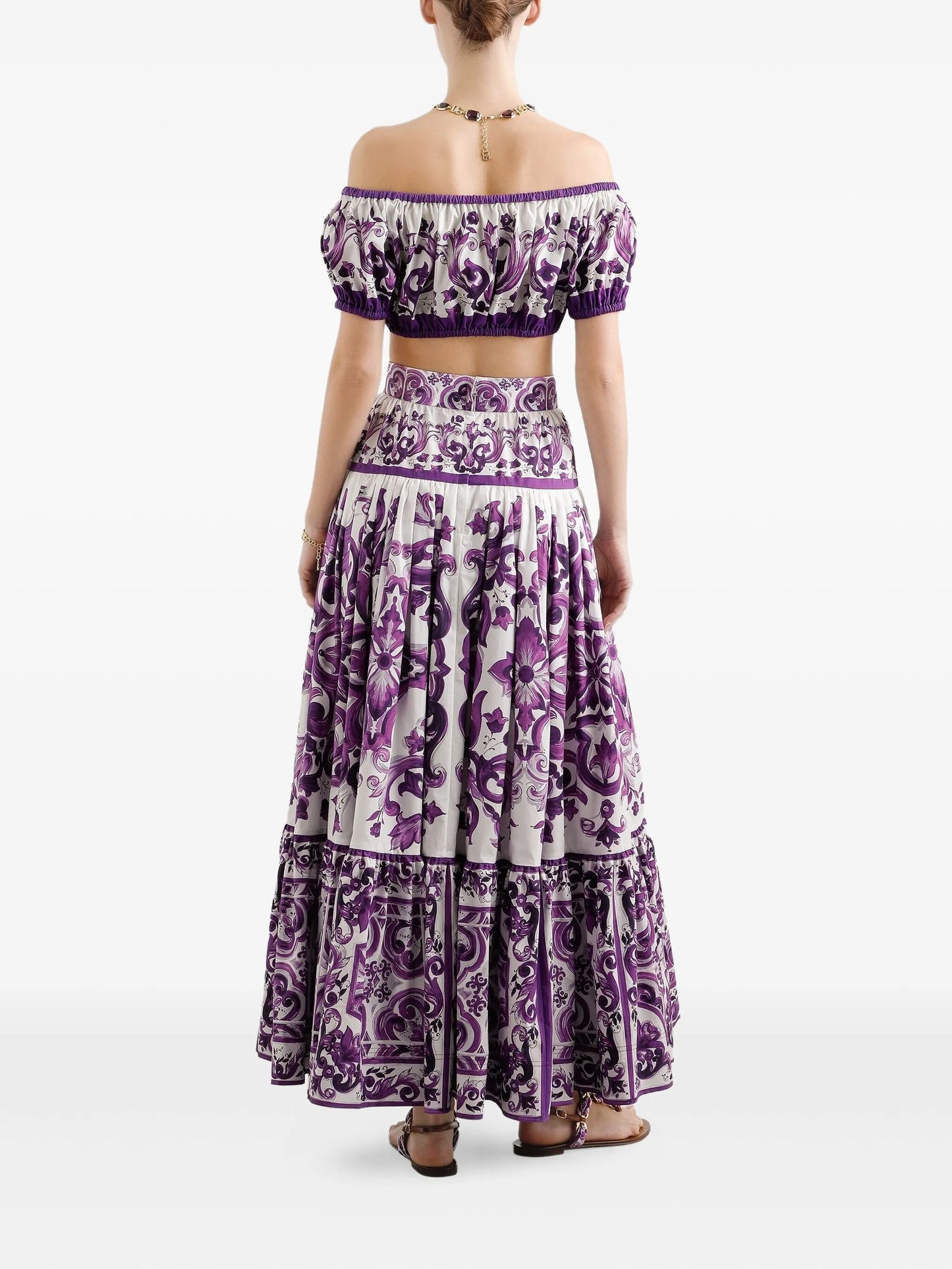 Majolica-print crop top
