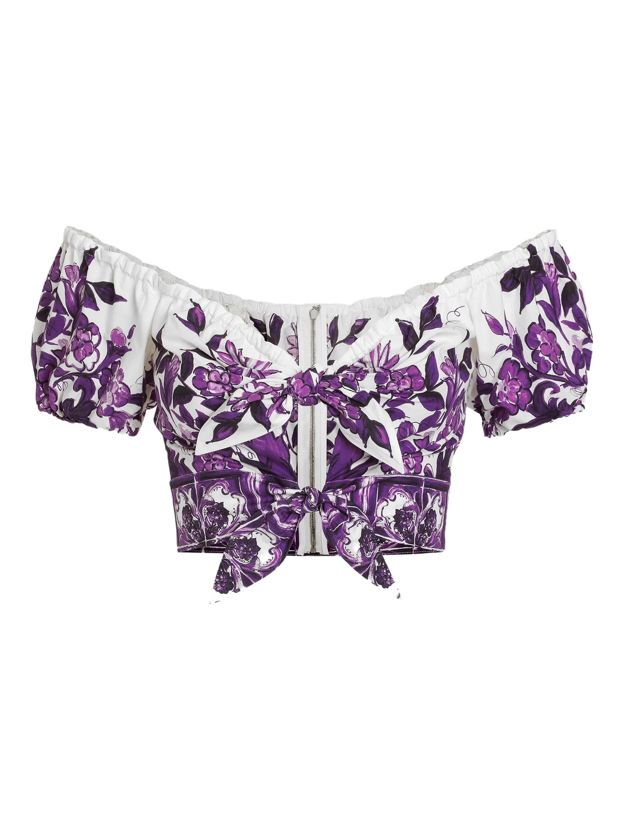 Majolica-print blouse