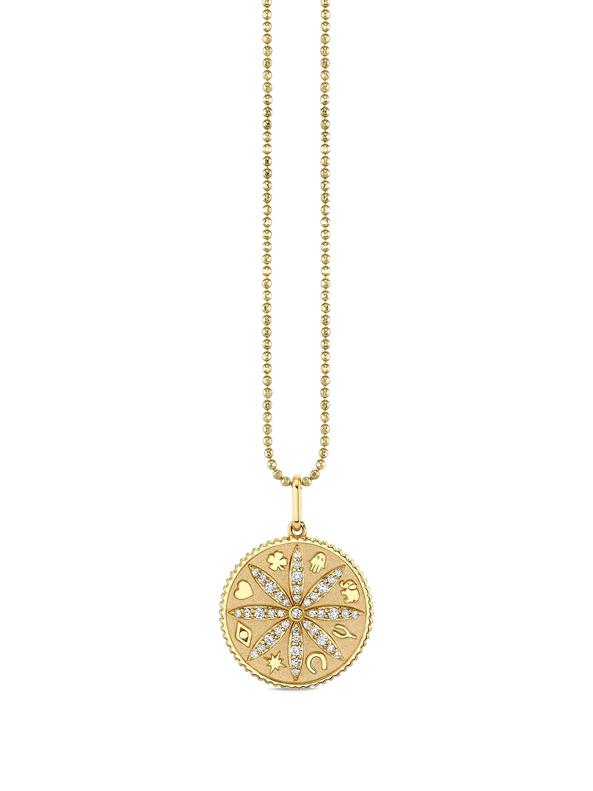 14CT yellow gold small Sand Dollar diamond necklace