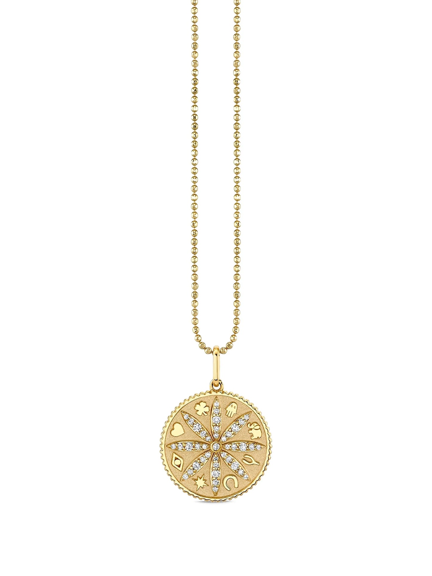 14CT yellow gold small Sand Dollar diamond necklace