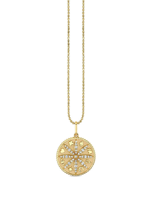 14CT yellow gold small Sand Dollar diamond necklace