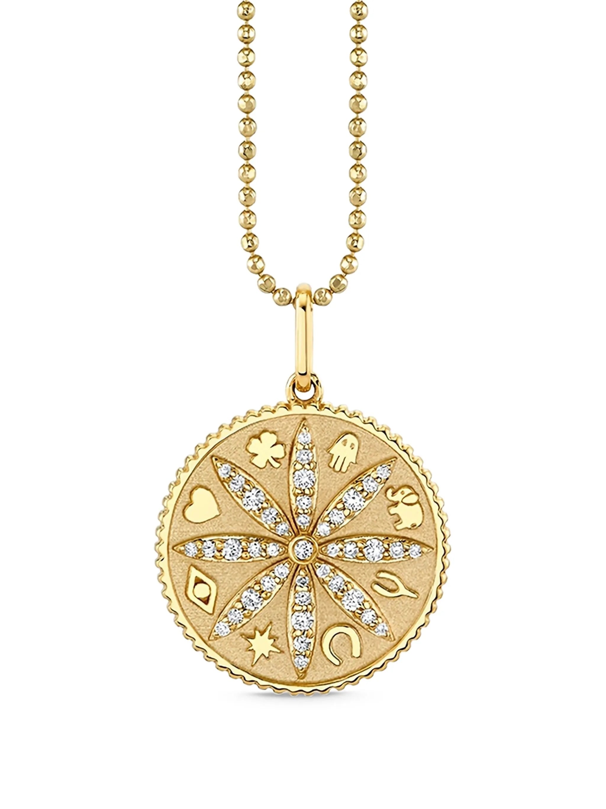 14CT yellow gold small Sand Dollar diamond necklace