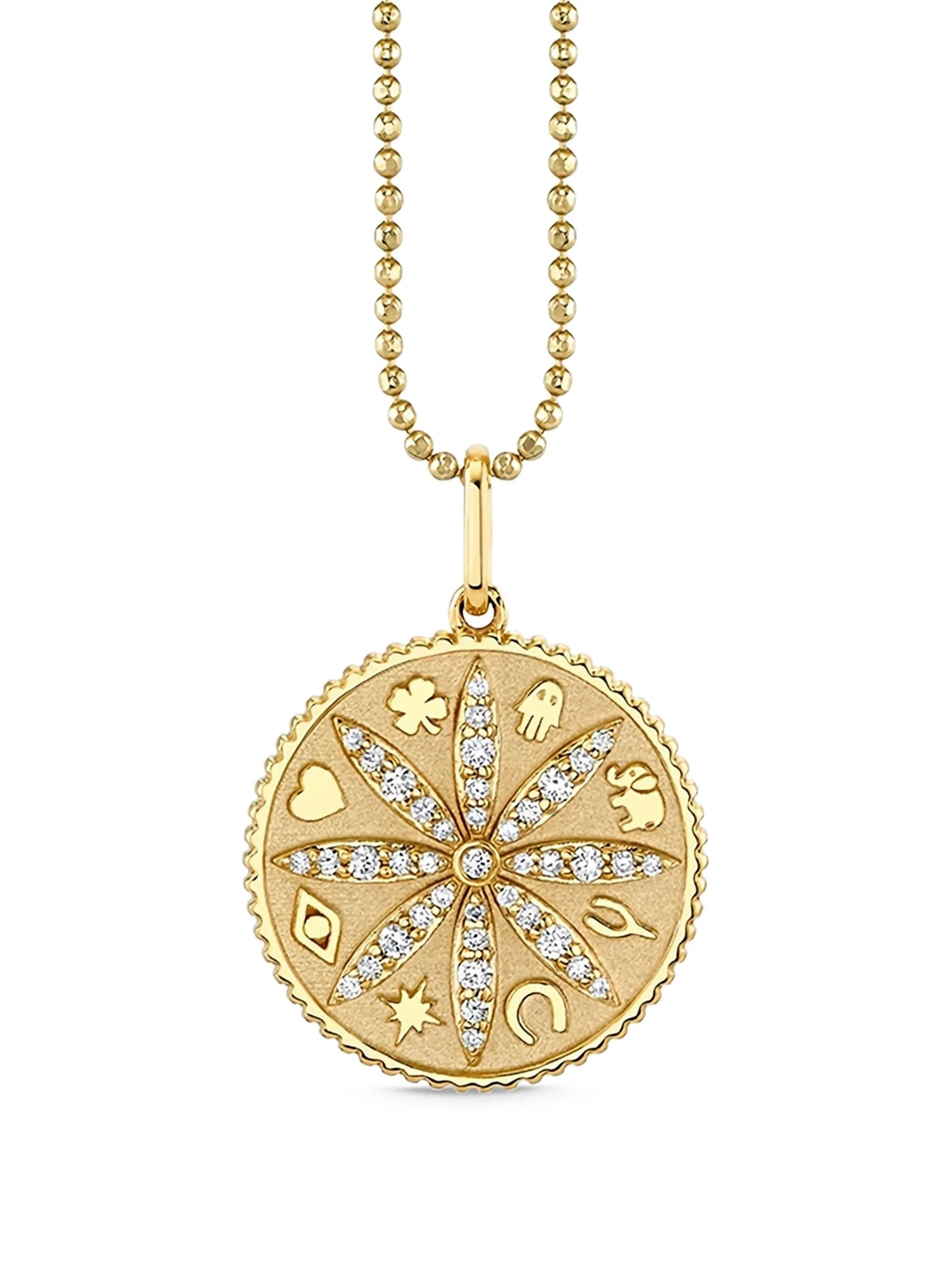 14CT yellow gold small Sand Dollar diamond necklace