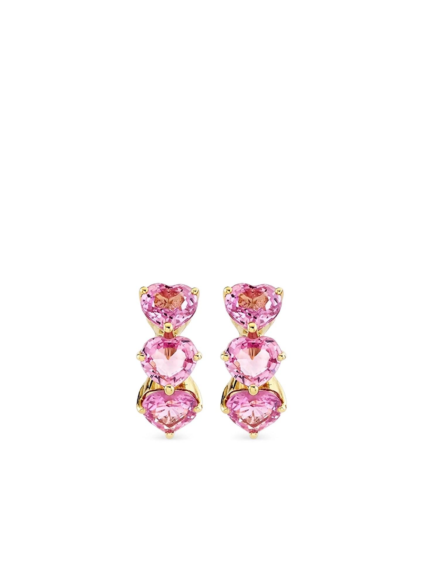 14CT yellow gold Heart sapphire hoop earrings