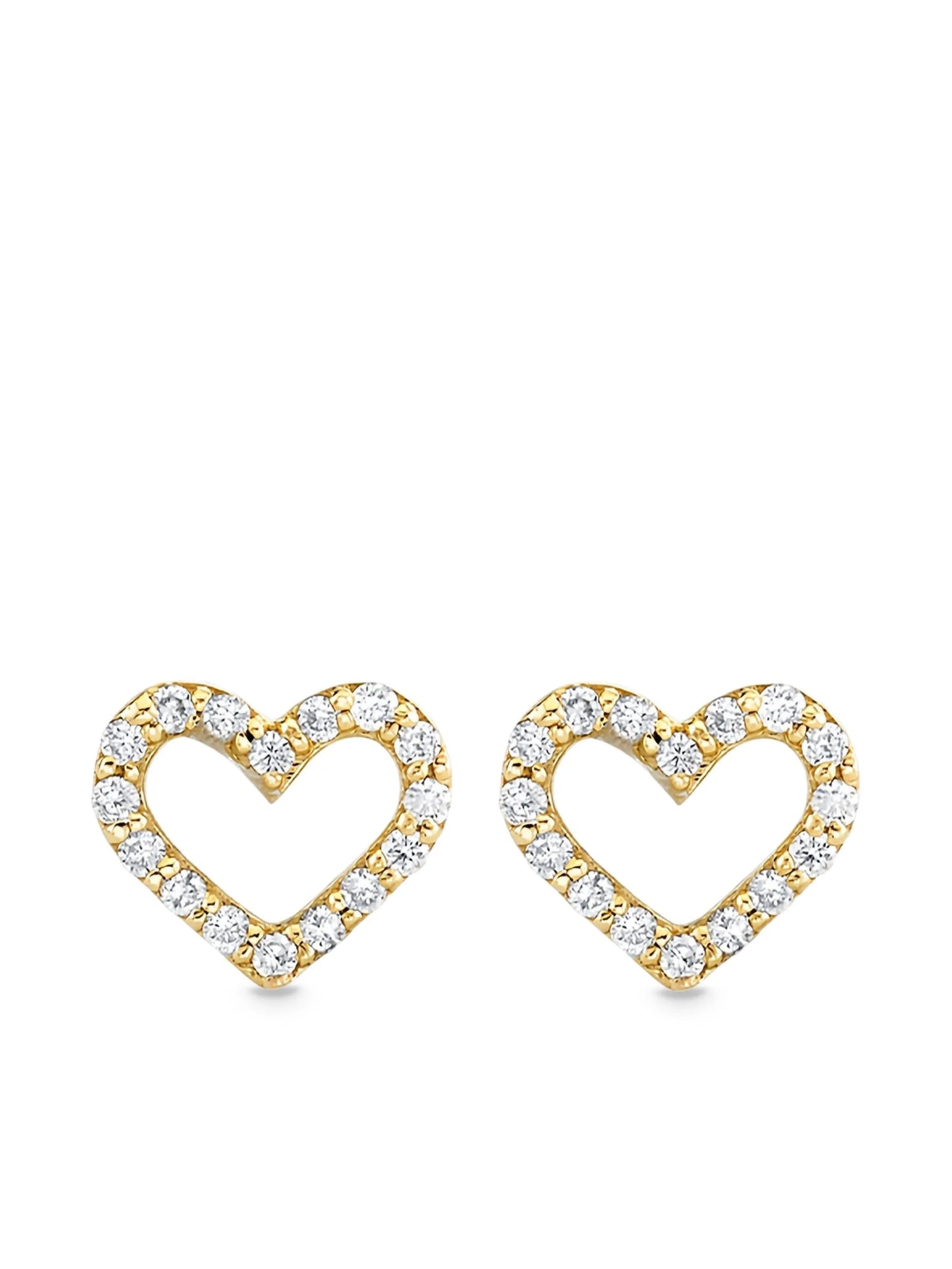 14CT yellow gold Open Heart diamond stud earrings