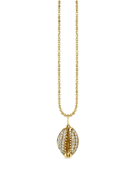 14CT yello gold Cowrie Shell diamond necklace