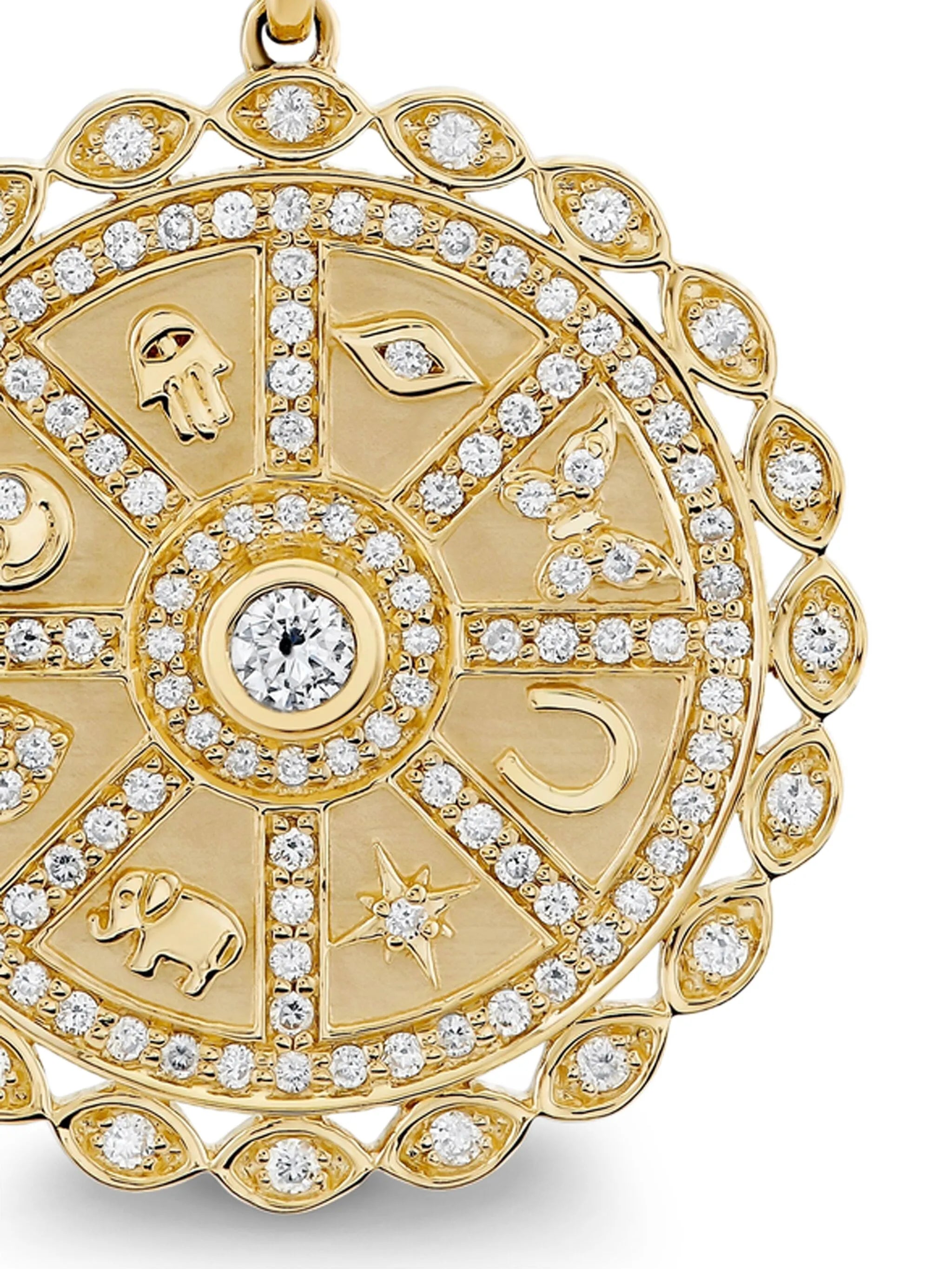 14CT yellow gold Icon Wheel Coin diamond necklace