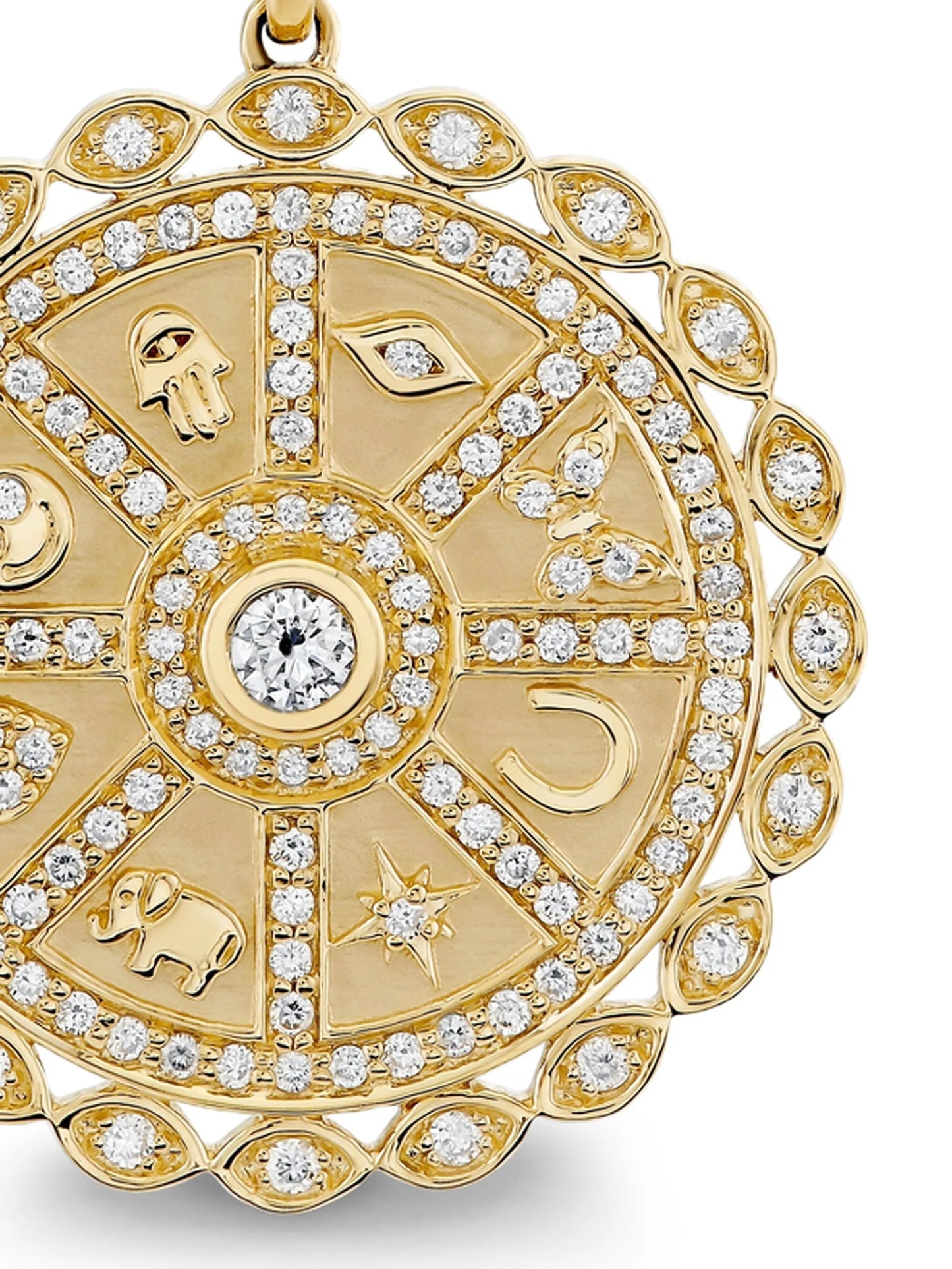 14CT yellow gold Icon Wheel Coin diamond necklace
