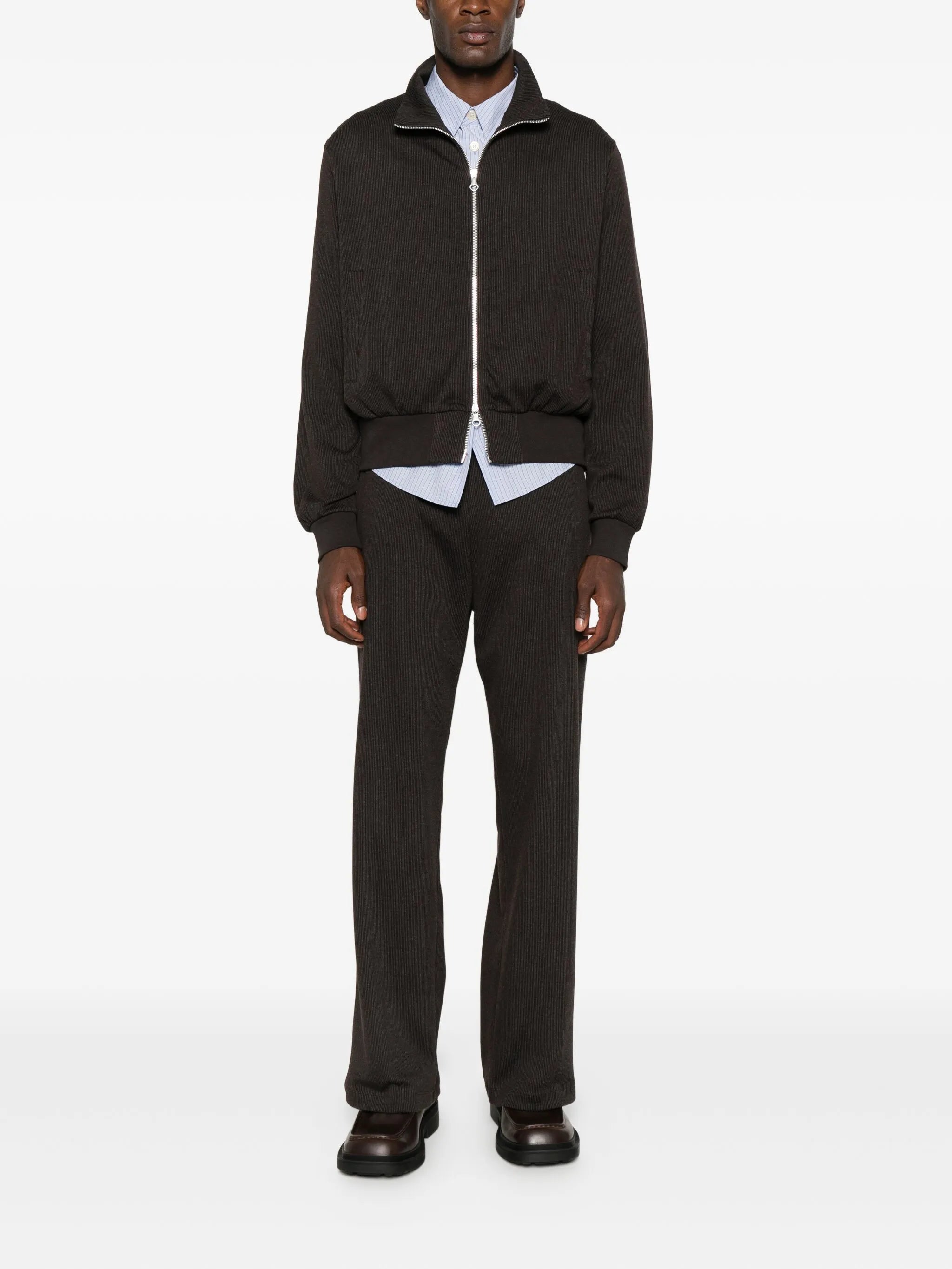 pinstripe-pattern trousers