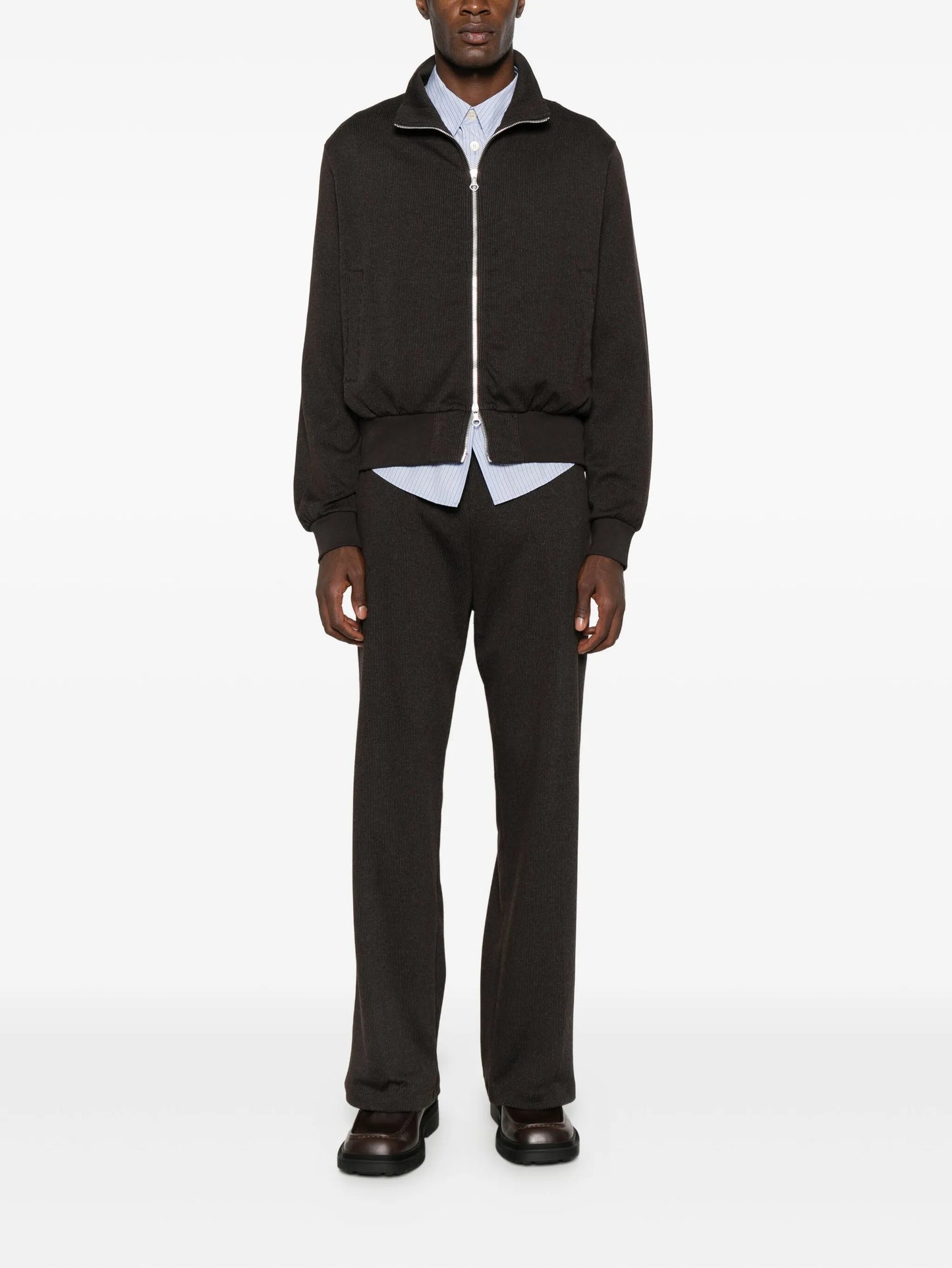 pinstripe-pattern jacket
