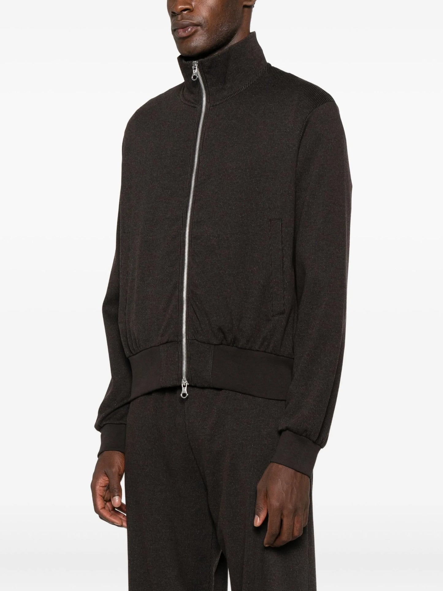 pinstripe-pattern jacket