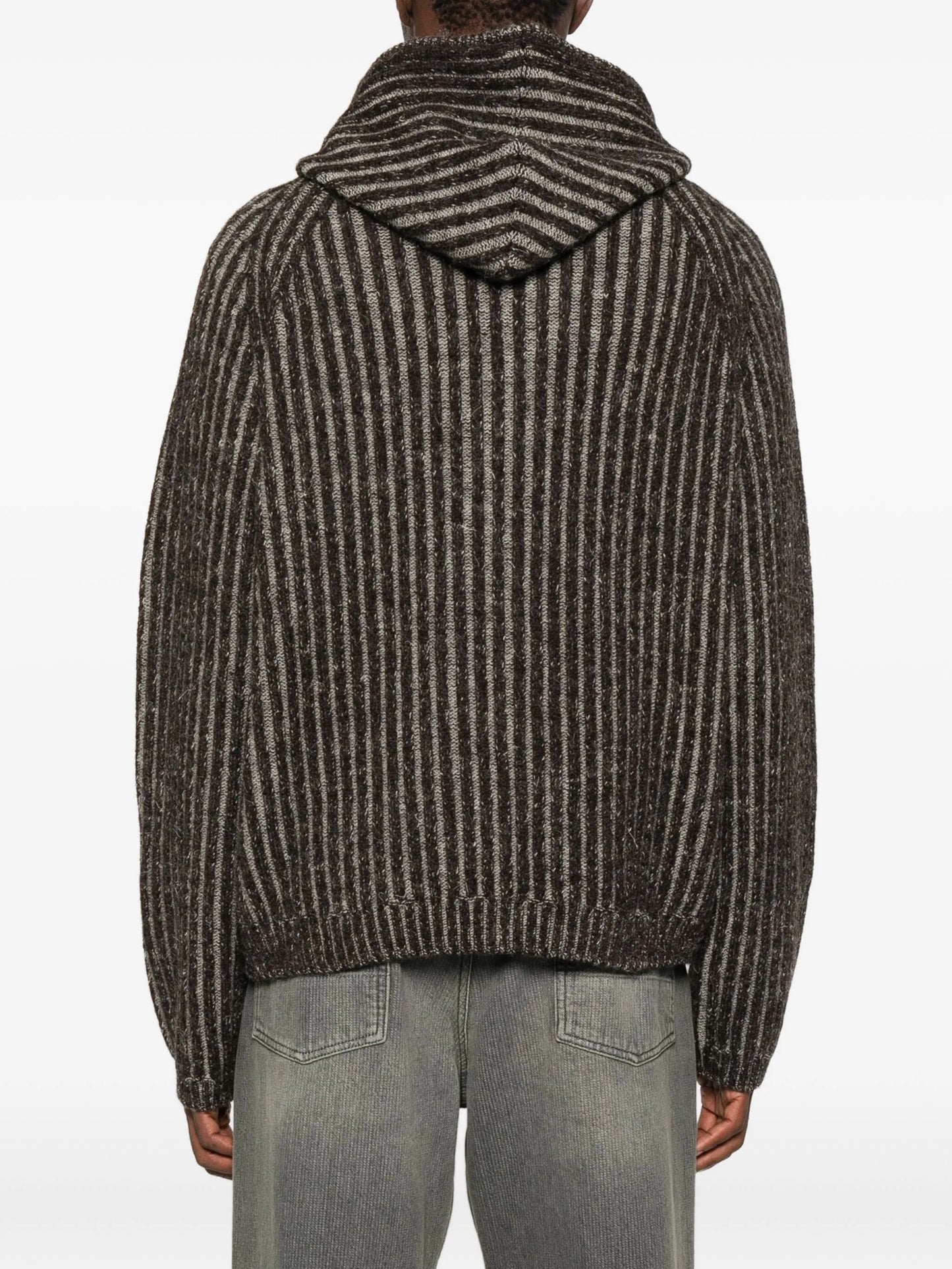 striped hooded cardigan