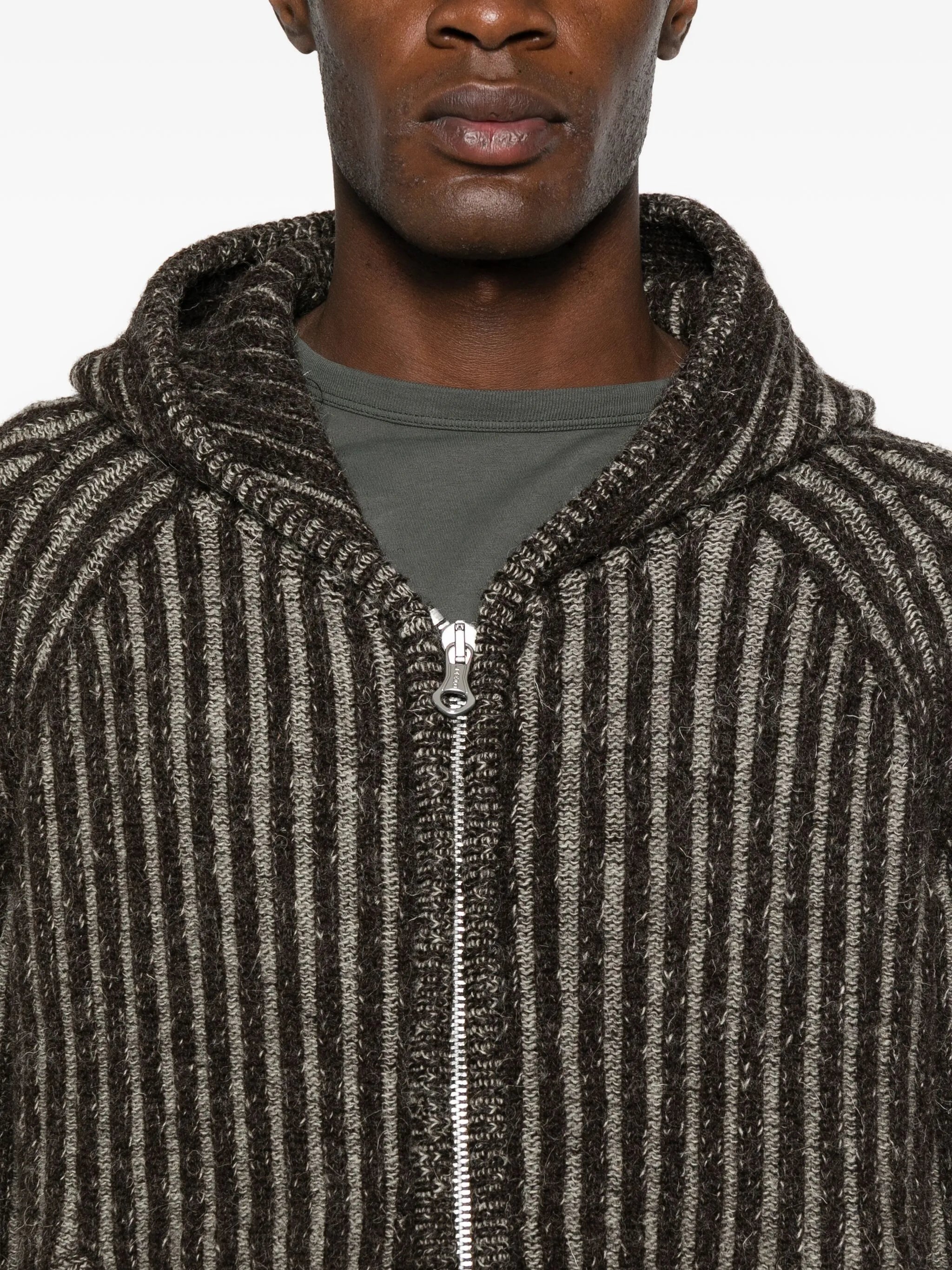 striped hooded cardigan