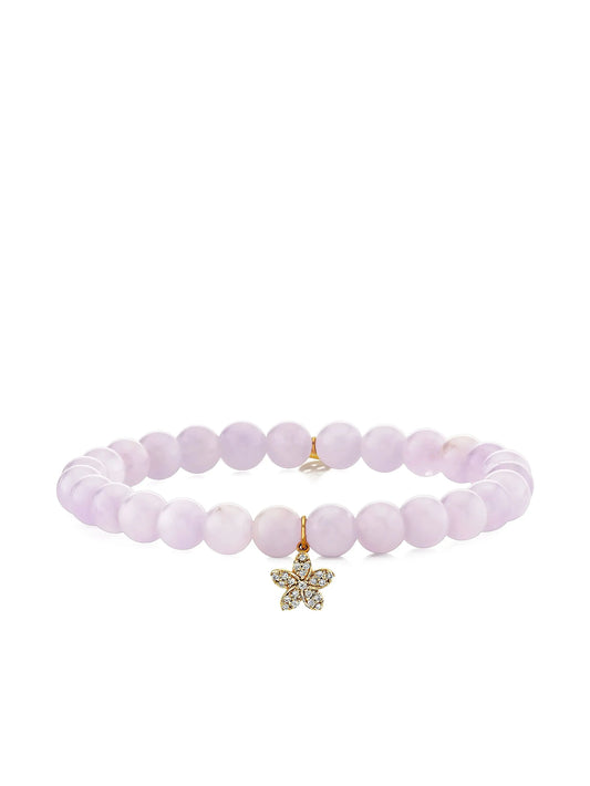 14CT yellow gold small Plumeria diamond bracelet