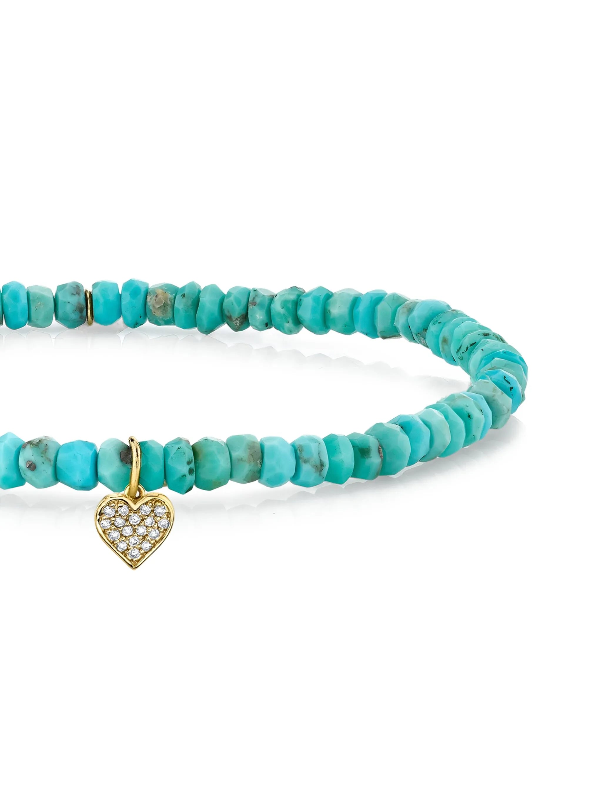 14CT yellow gold Baby Heart turquoise and diamond bracelet