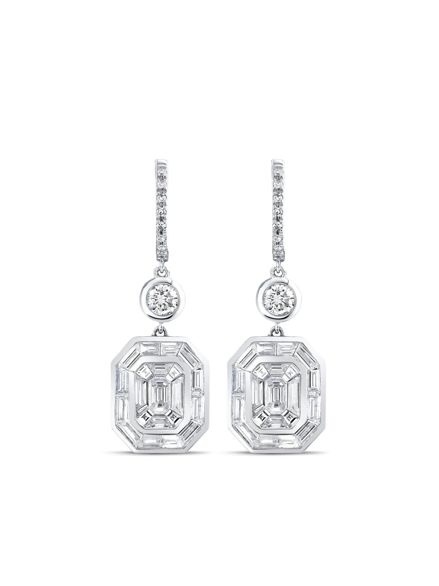 18CT white gold illusion diamond drop earrings