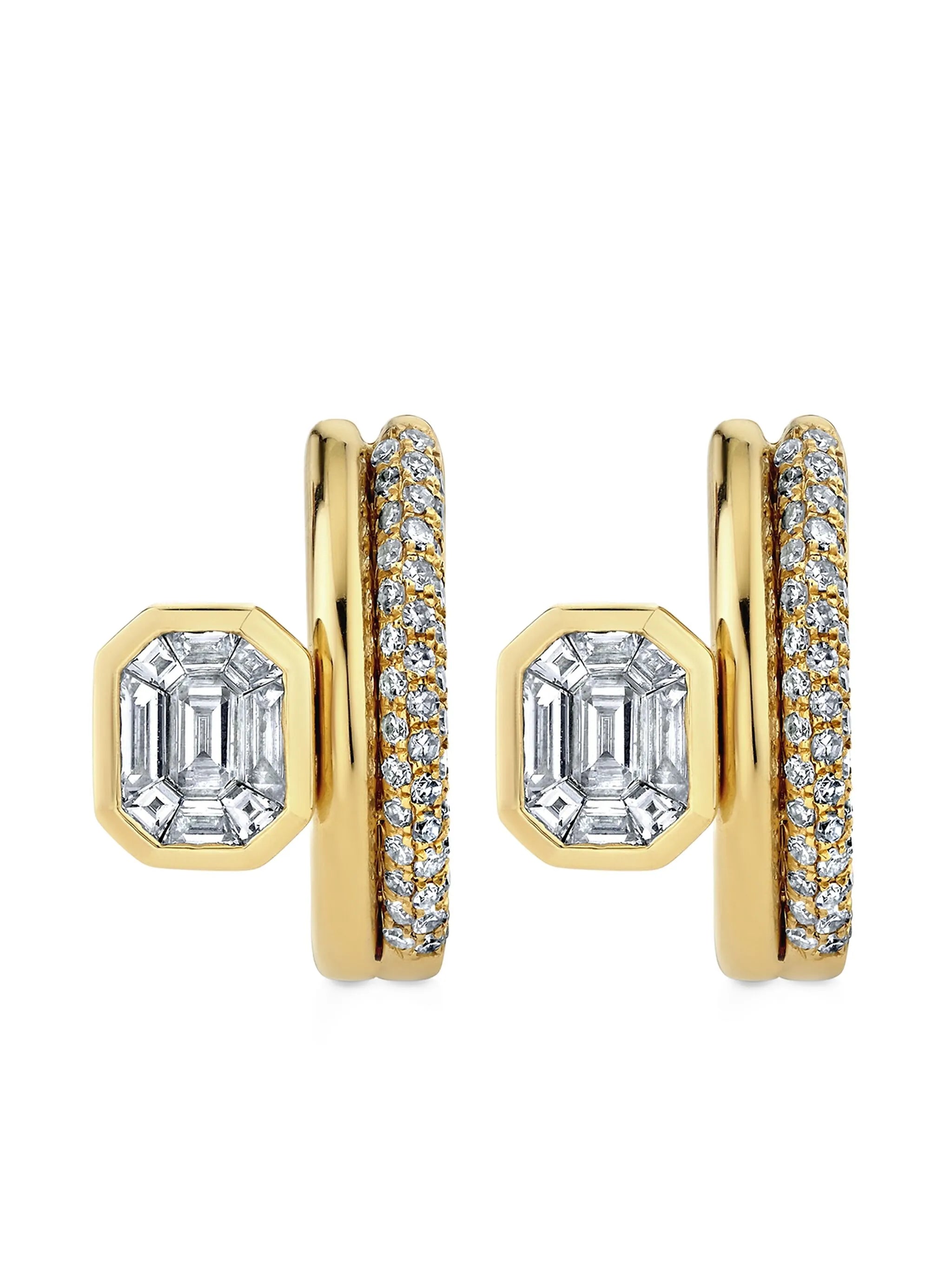 18CT yellow gold floating bezel diamond earrings