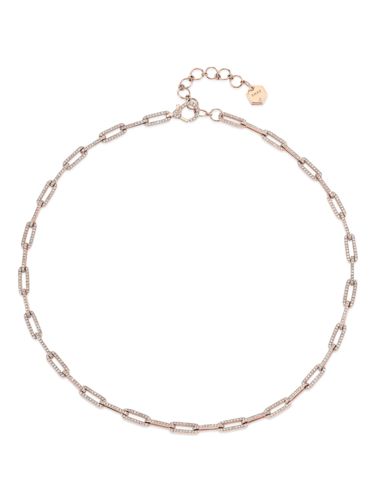 18CT rose gold diamond cable-link chain necklace