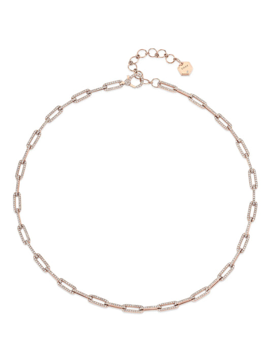 18CT rose gold diamond cable-link chain necklace