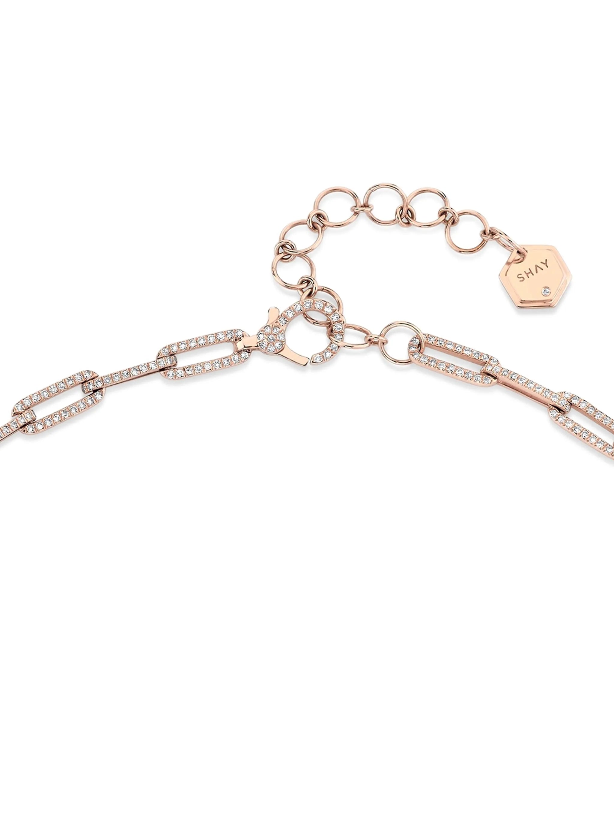 18CT rose gold diamond cable-link chain necklace