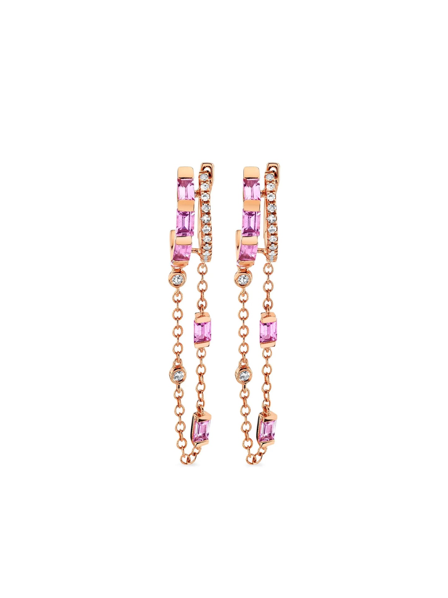 18CT rose gold Double Mixed Fringe sapphire earrings
