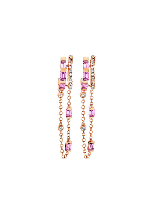 18CT rose gold Double Mixed Fringe sapphire earrings