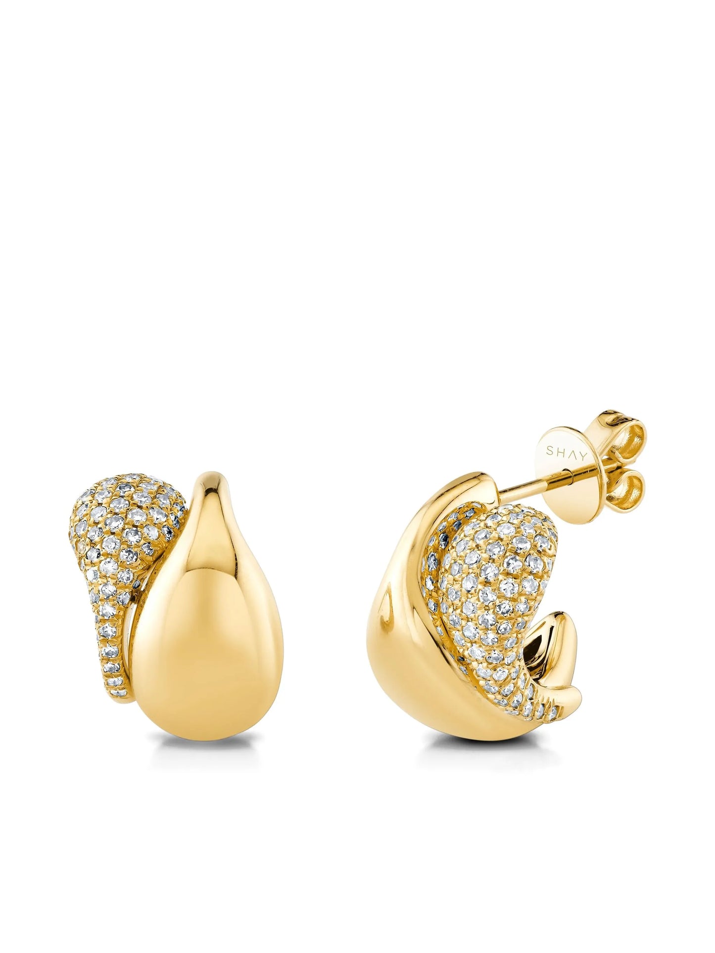 18CT yellow gold double drip diamond earrings