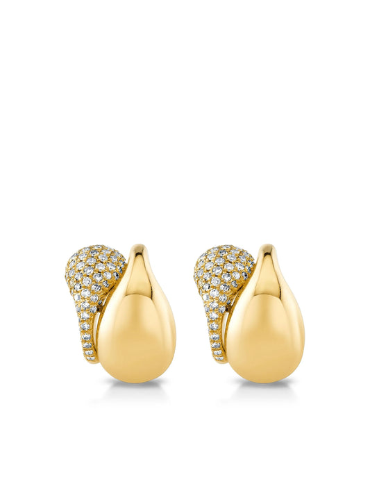 18CT yellow gold double drip diamond earrings