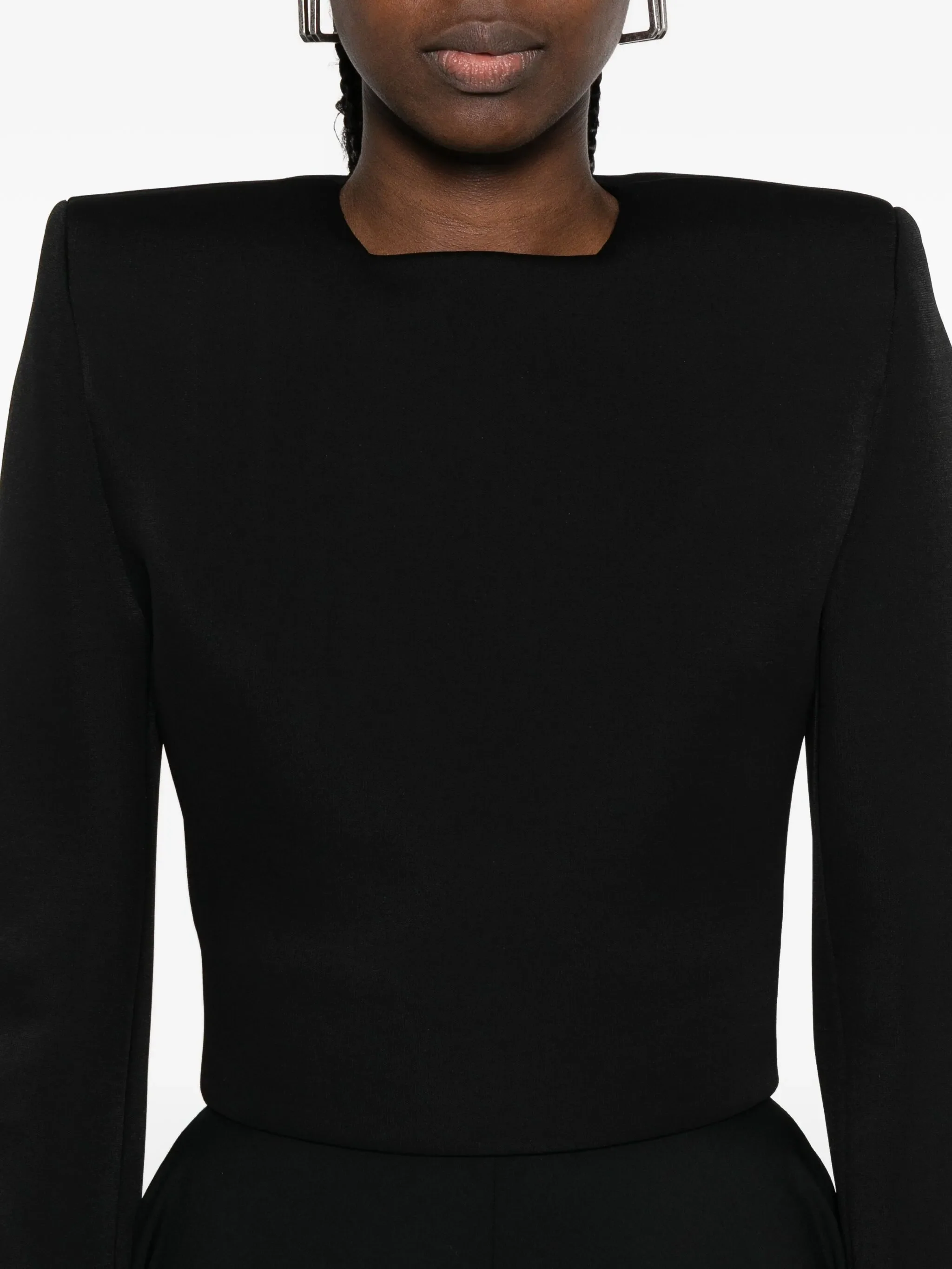 long-sleeve crew-neck blouse