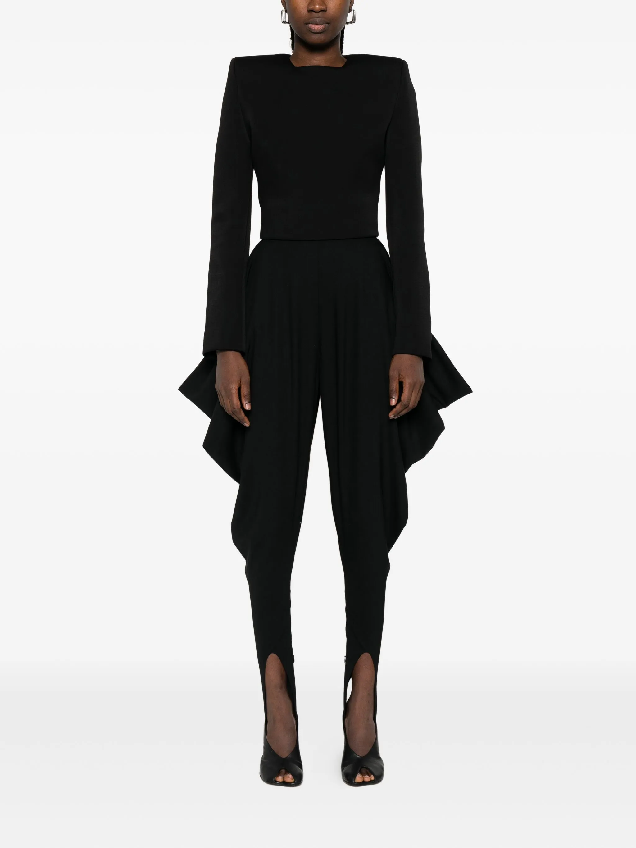 long-sleeve crew-neck blouse