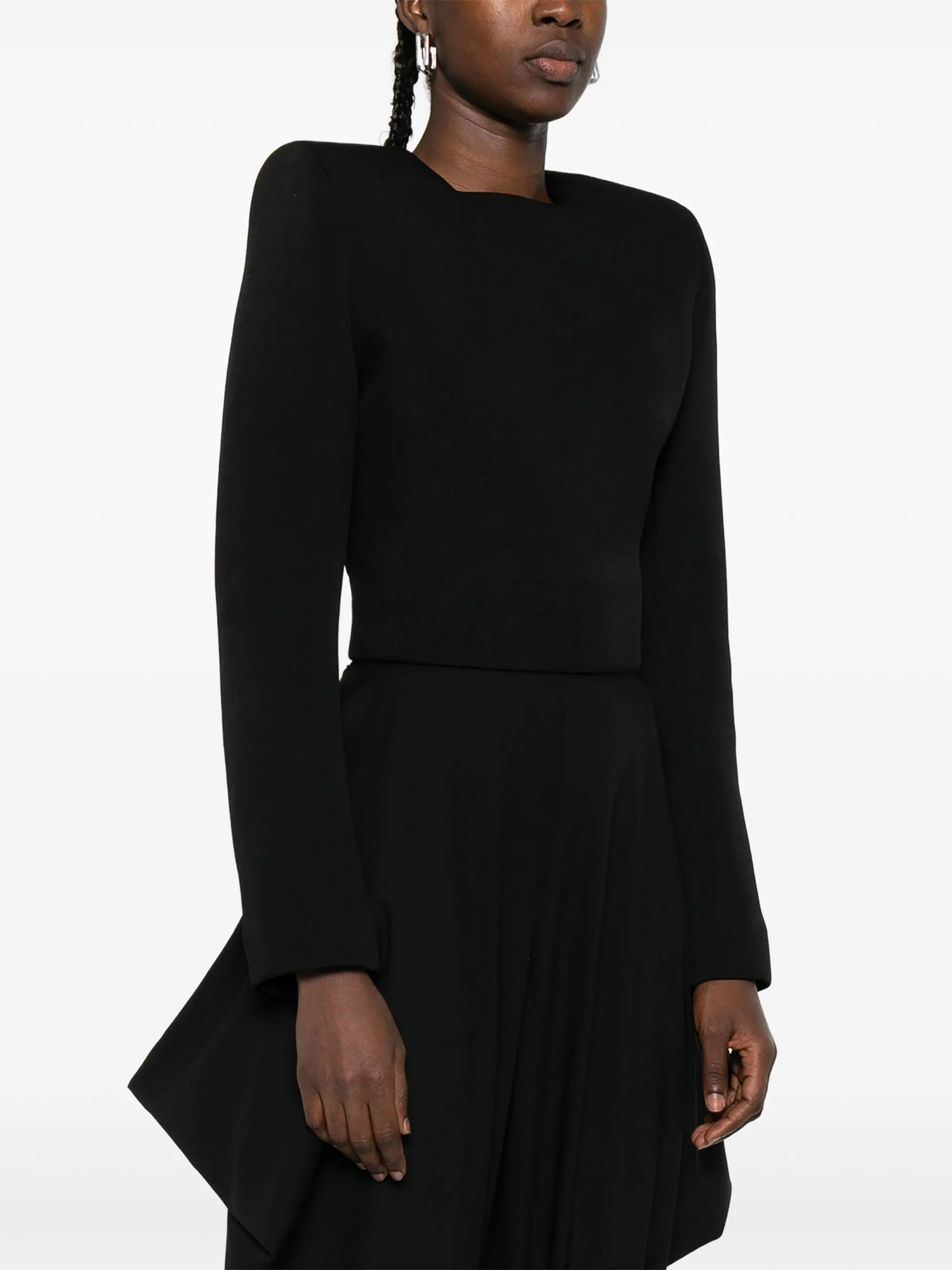long-sleeve crew-neck blouse