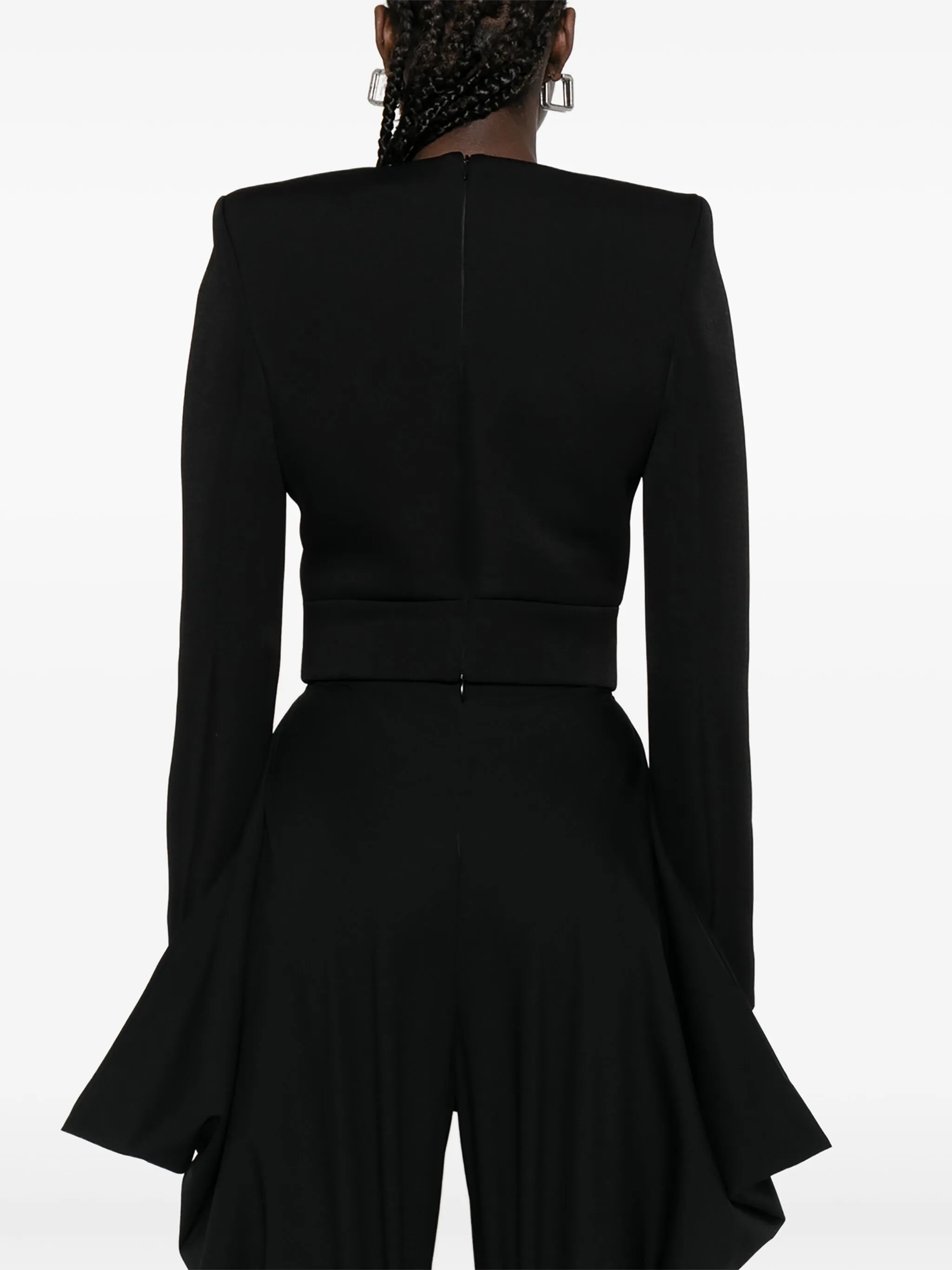 long-sleeve crew-neck blouse