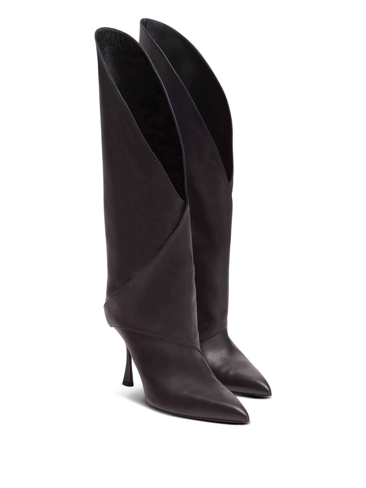 Twist leather knee-high boots