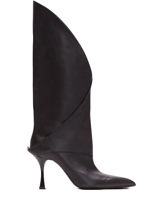 Twist leather knee-high boots