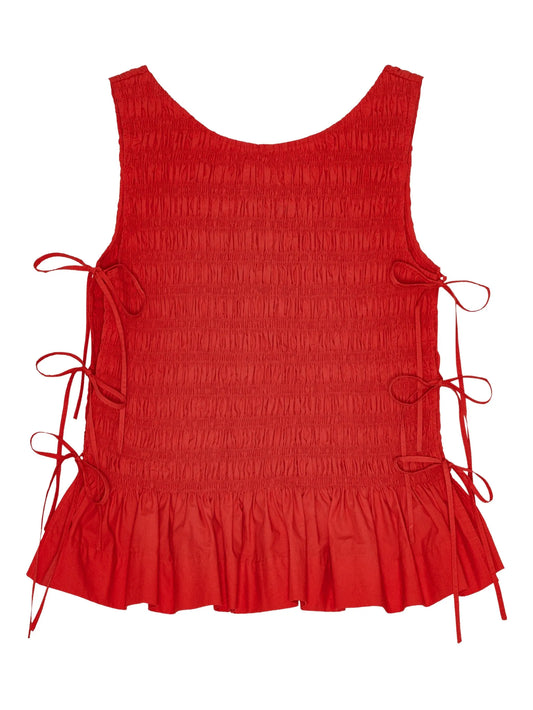 smocked tie-fastening top