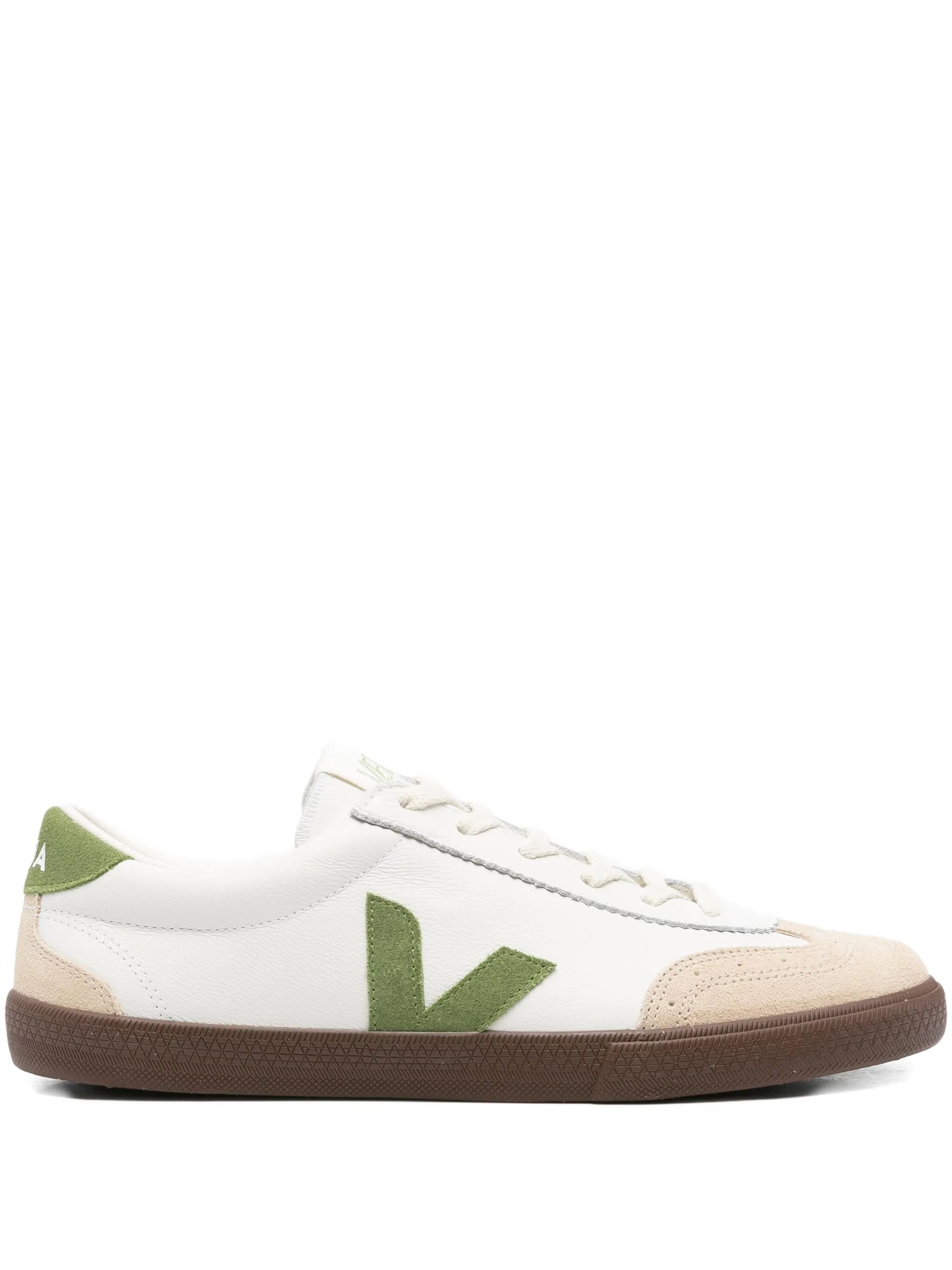 Volley leather white kiwi bark sneakers
