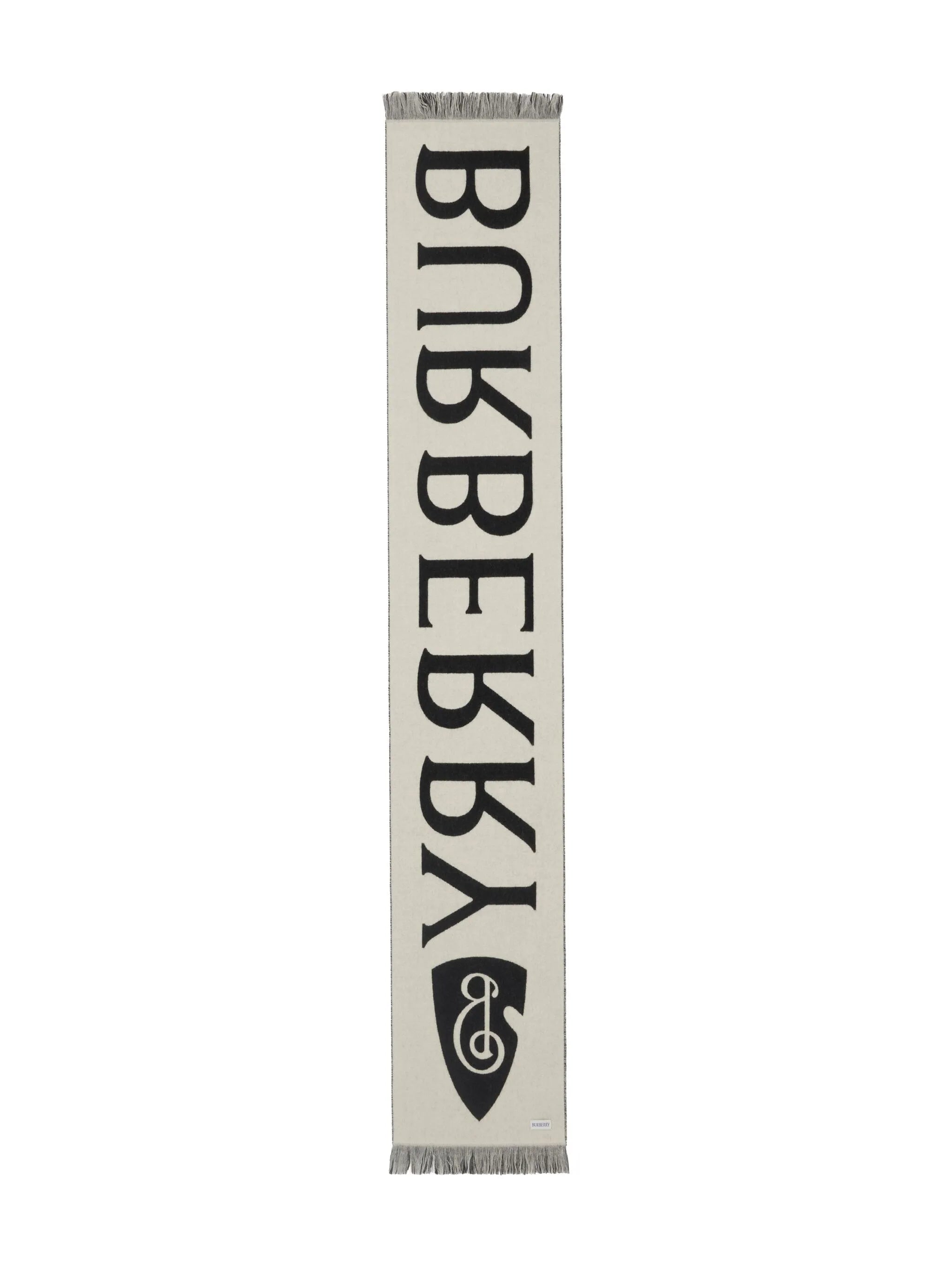 logo-jacquard wool scarf