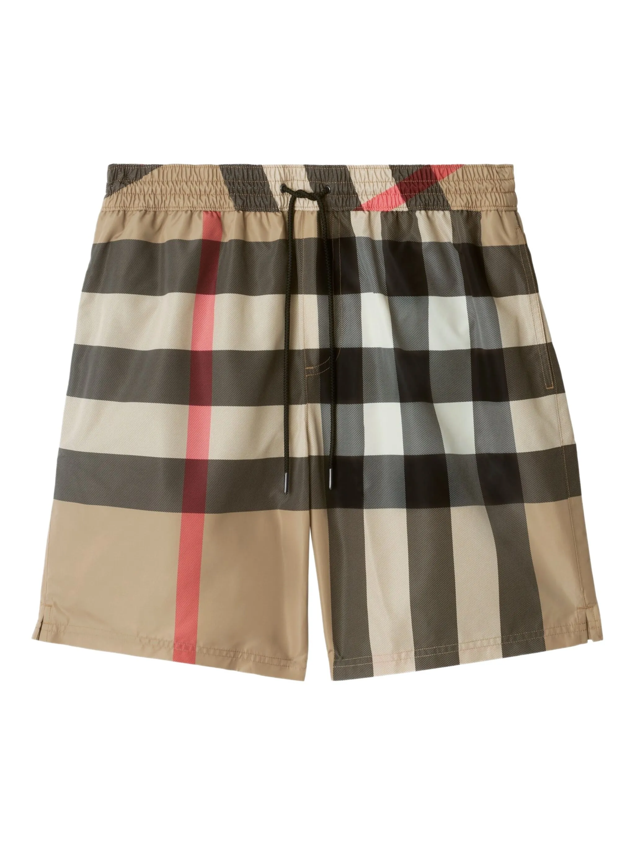 checked swim shorts