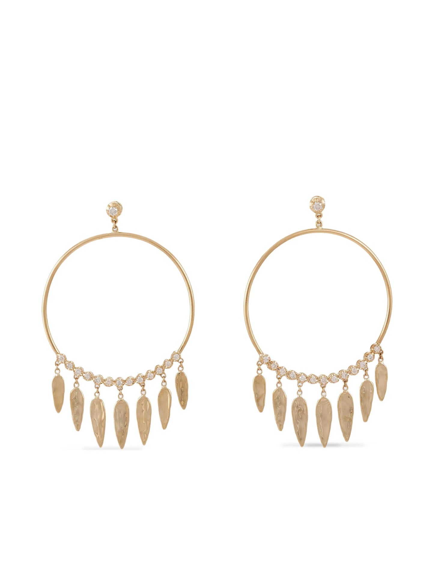 14CT yellow gold hoop diamond earrings