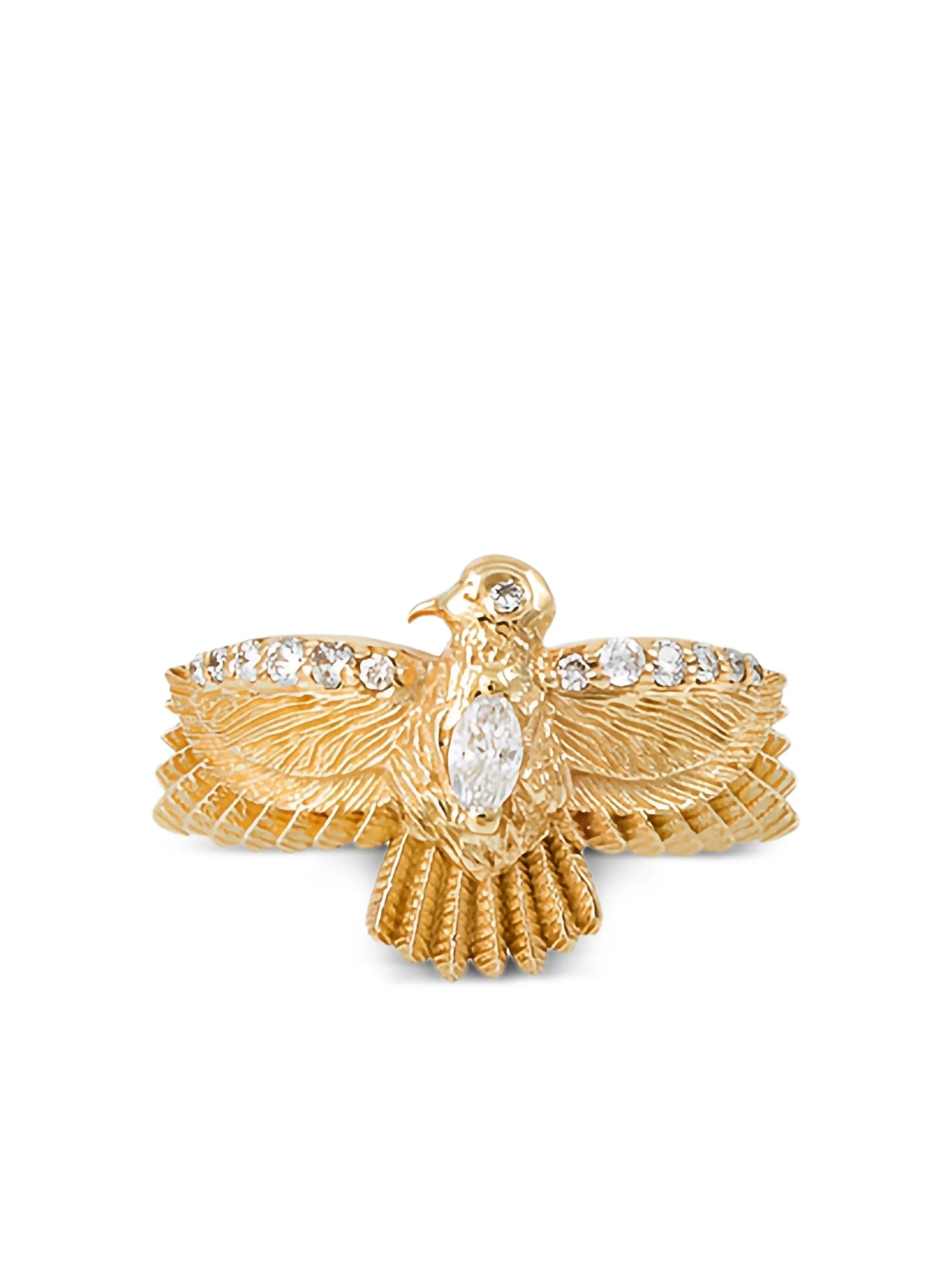 14CT yellow gold small Thunderbird diamond ring