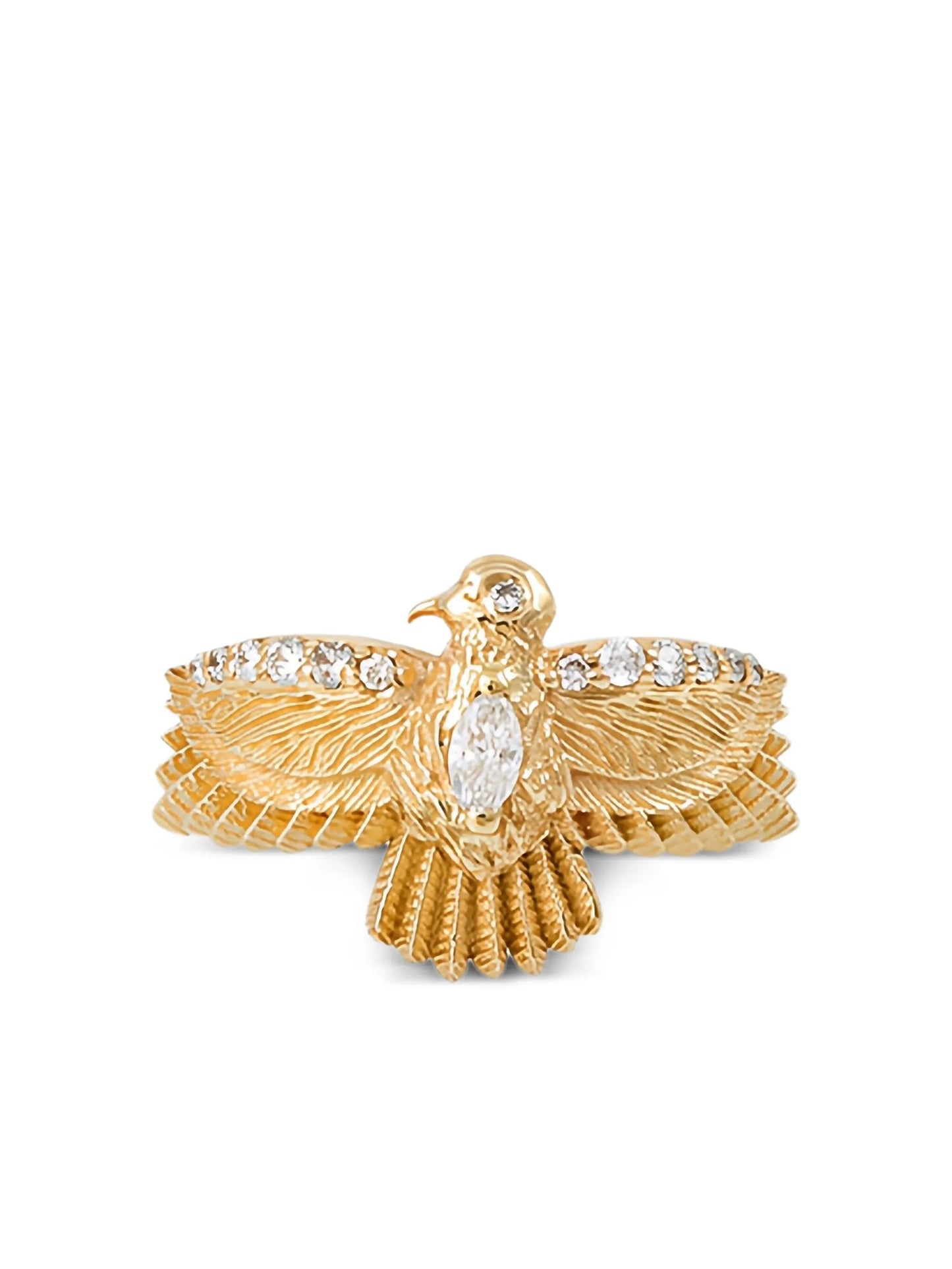 14CT yellow gold small Thunderbird diamond ring