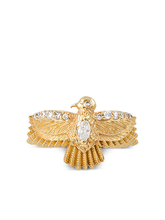 14CT yellow gold small Thunderbird diamond ring
