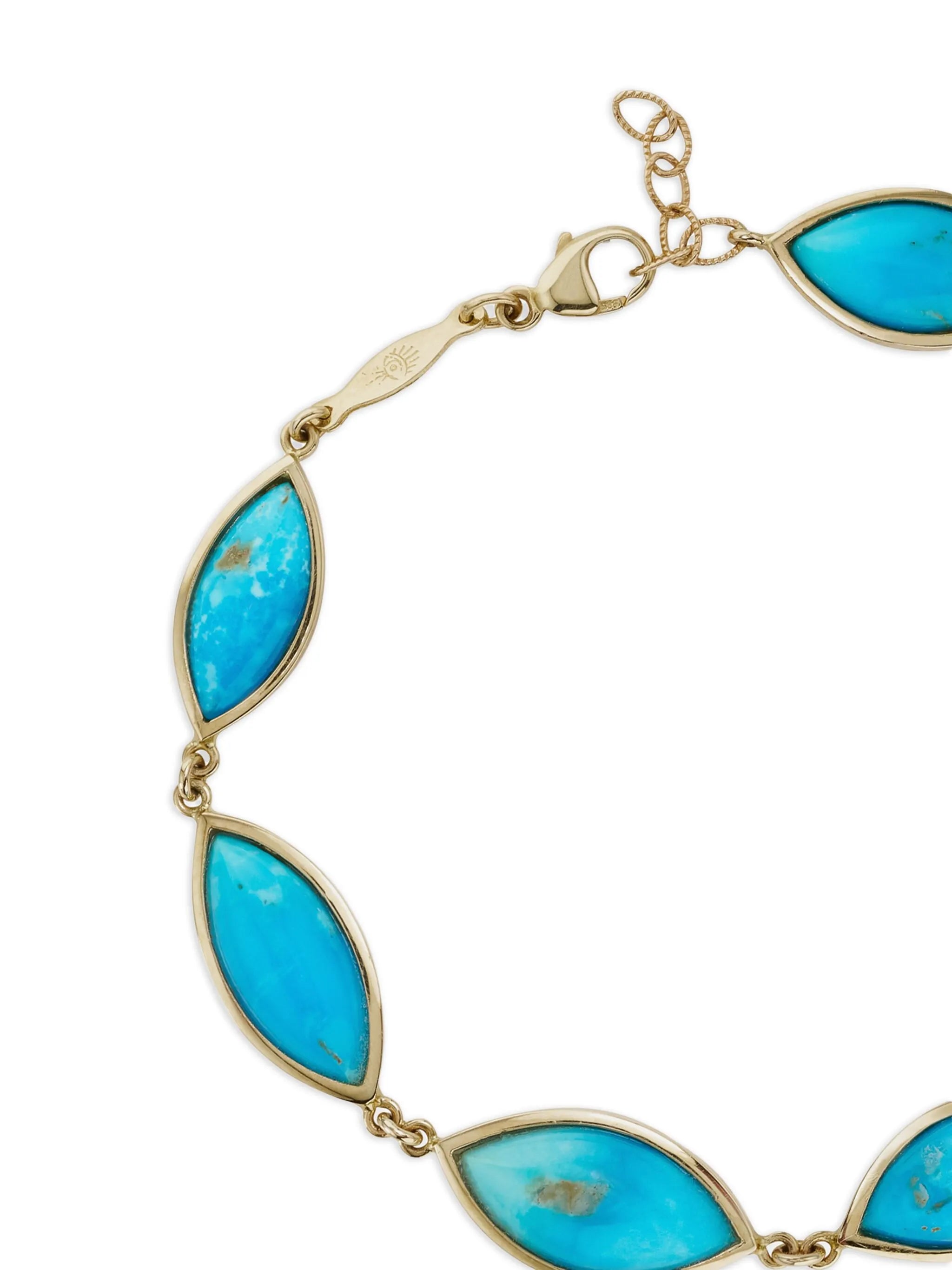 14CT yellow gold marquise-bezel turquoise bracelet