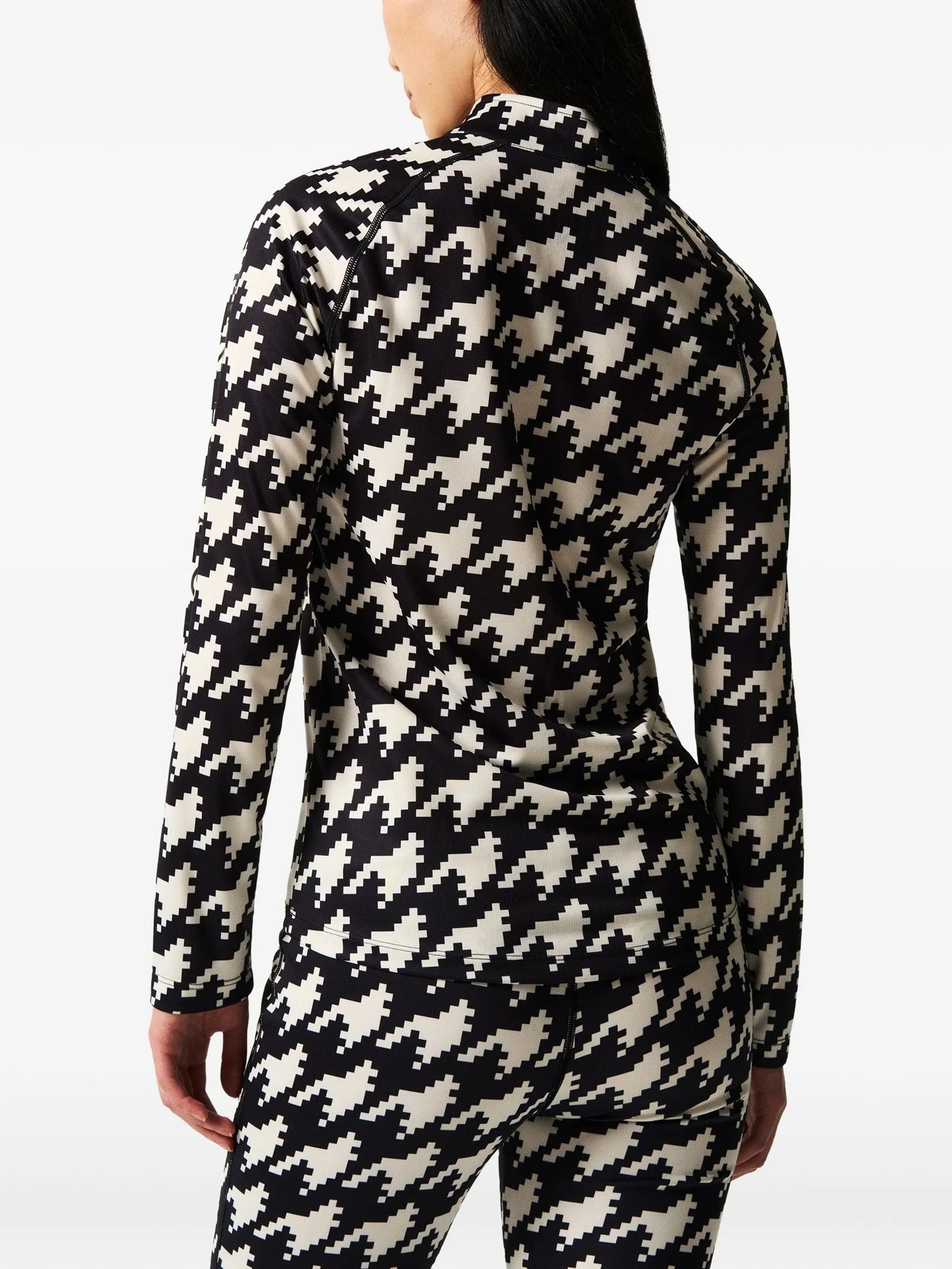skiwear houndstooth-print base layer top