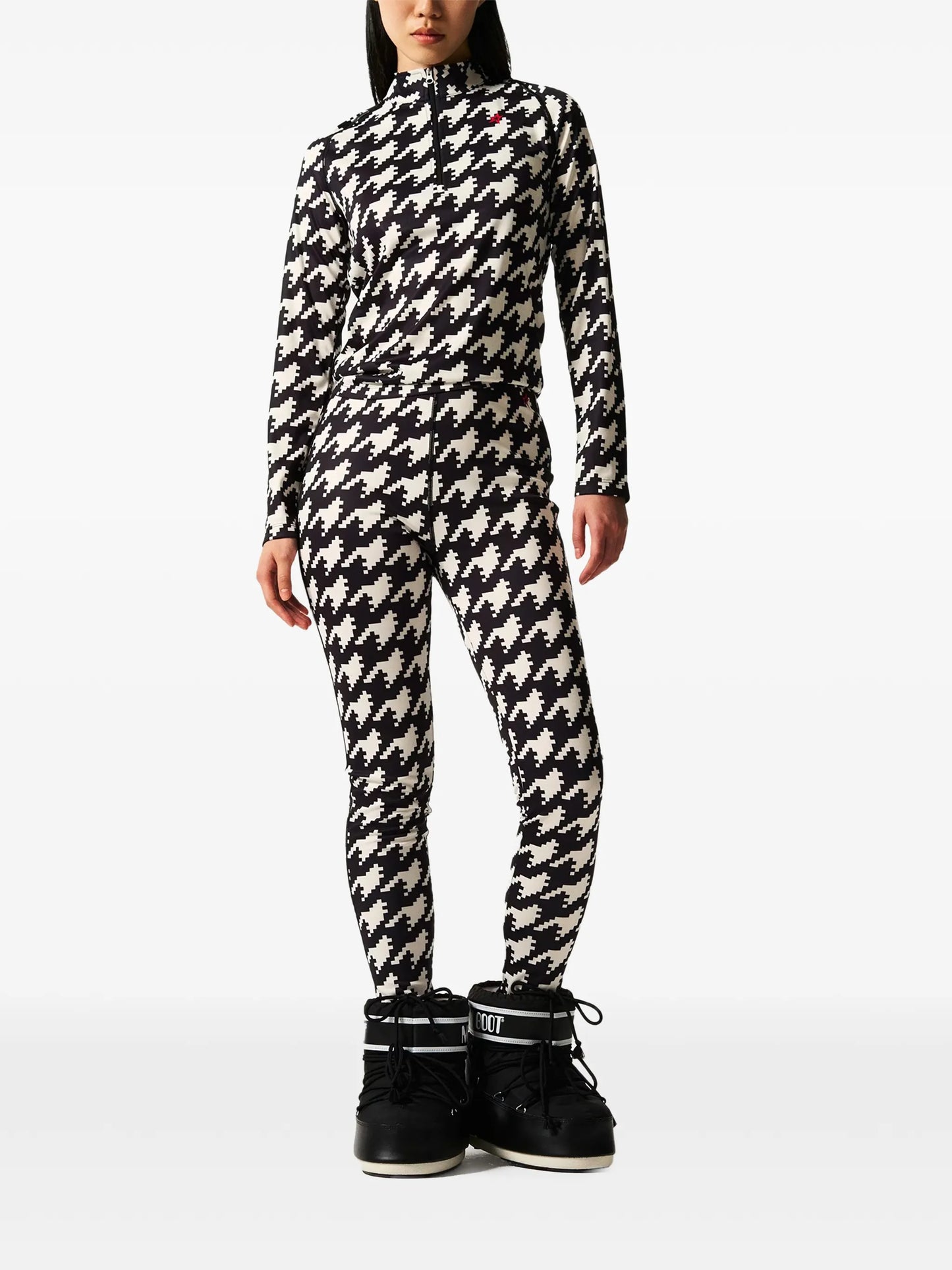 skiwear houndstooth-print base layer top