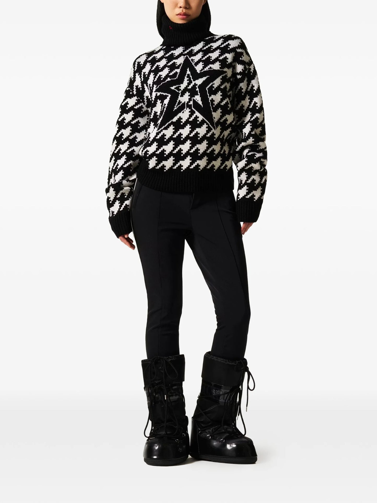 houndstooth-patterned sweater