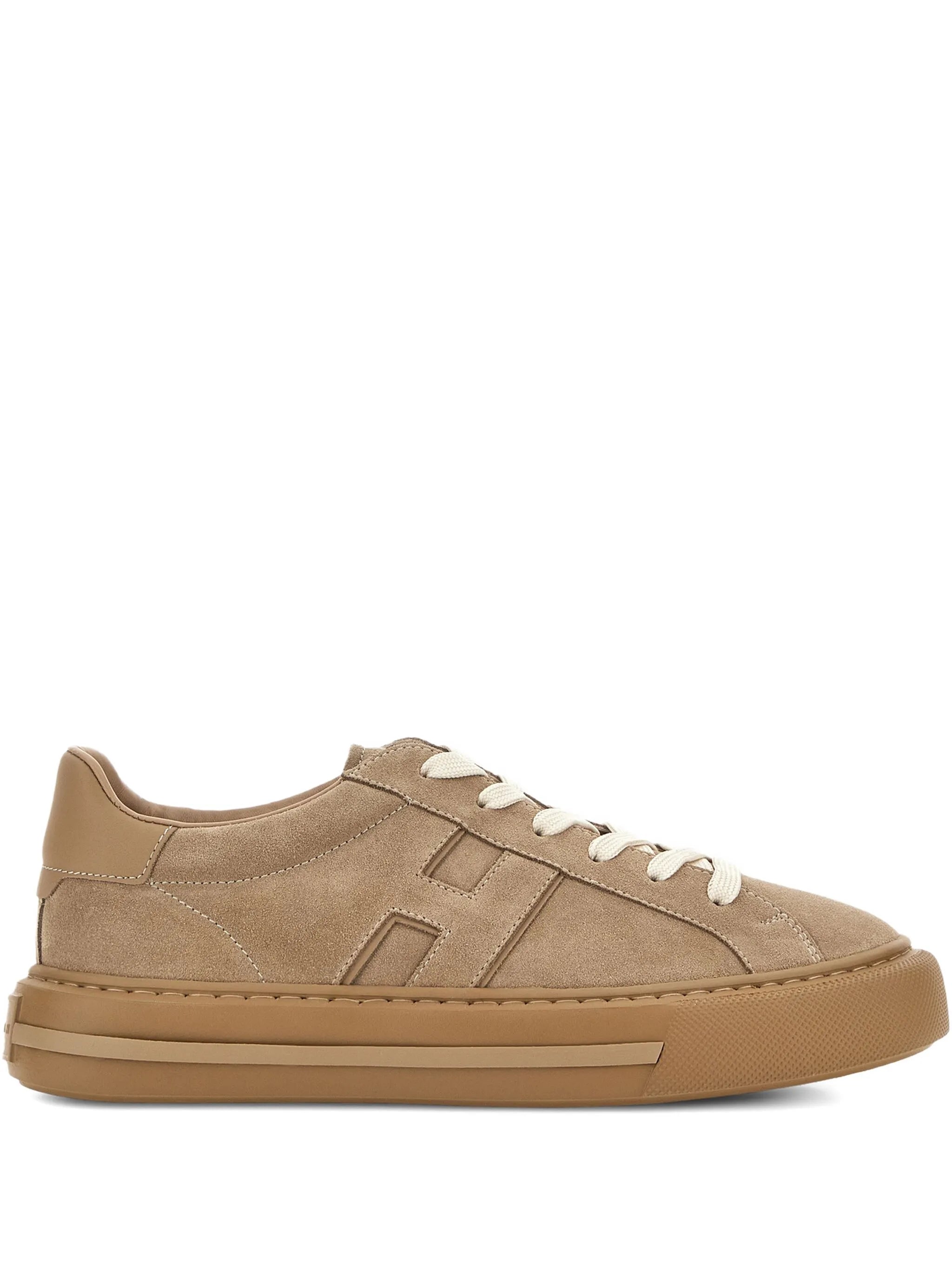 logo-patch suede sneakers