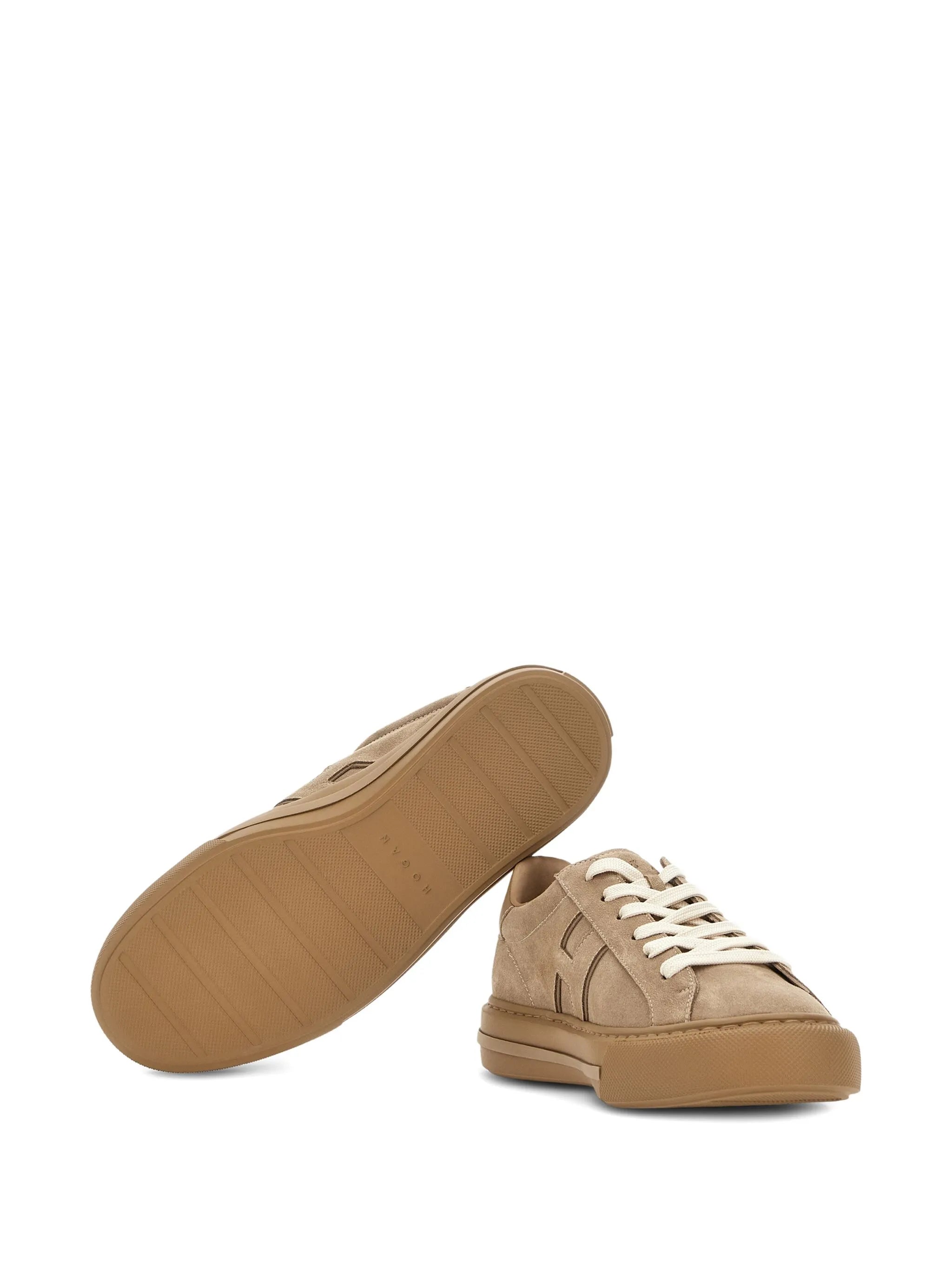 logo-patch suede sneakers