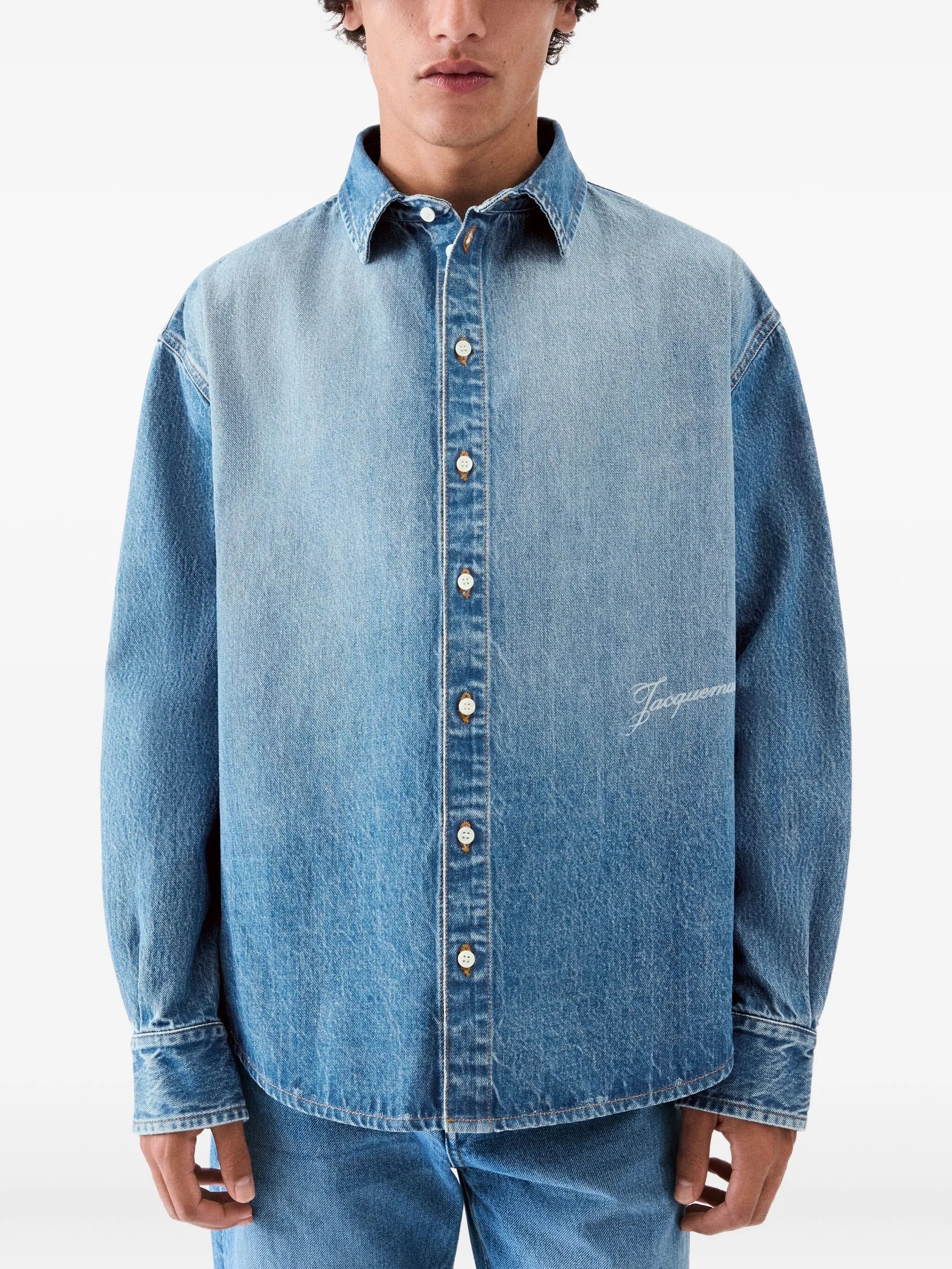 button-up denim shirt